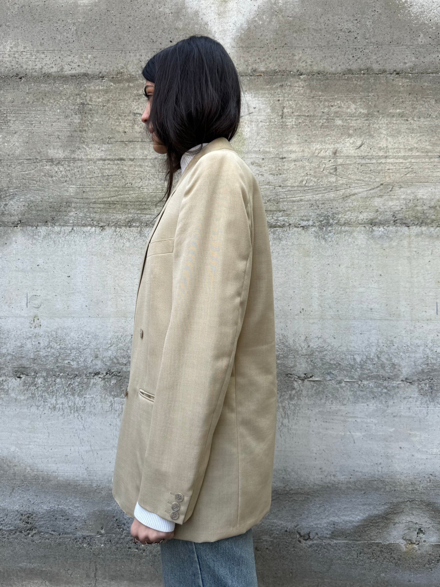 Blazer sartoriale doppiopetto crema