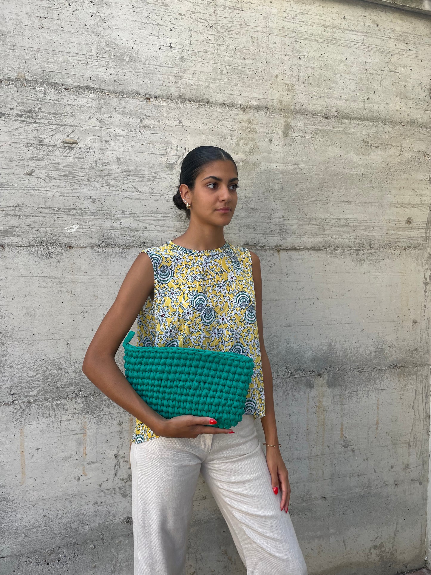 Top fantasia Benetton anni 90 in viscosa - taglia S/M