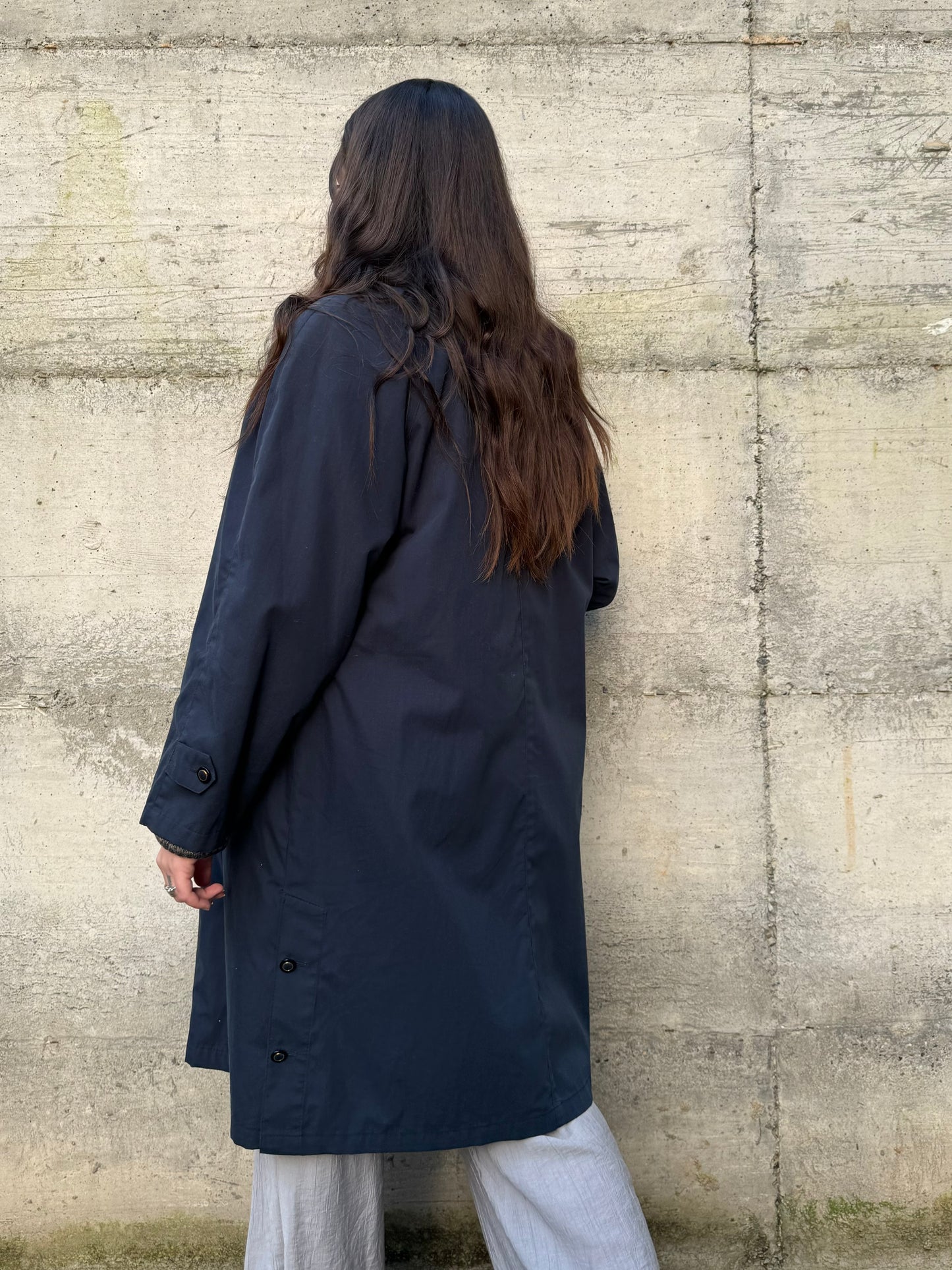Trenchcoat sartoriale monopetto blu notte