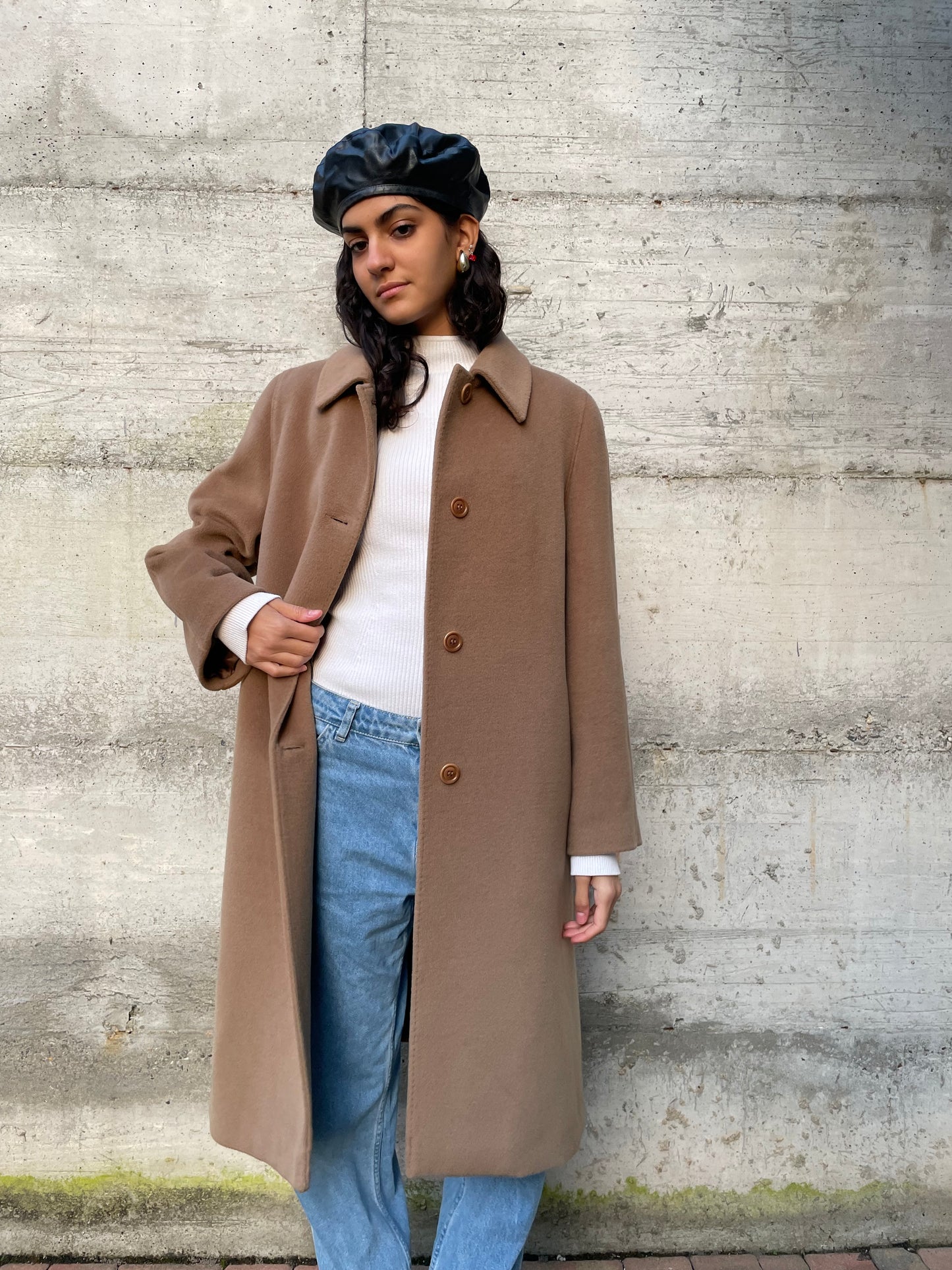 Cappotto sartoriale biscotto in pura lana vergine superfine