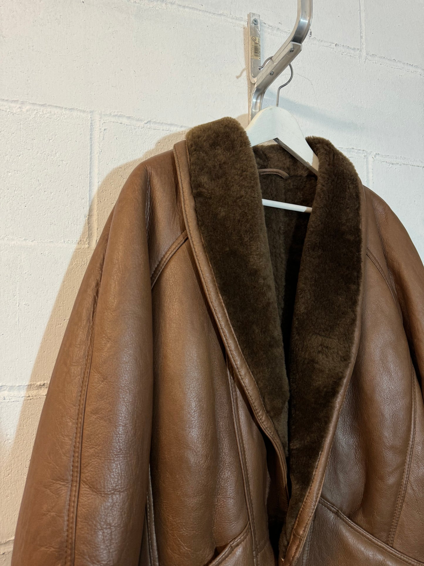 Montone Shearling cioccolato in nappa, a pelo raso, taglia 48it uomo (S/M)