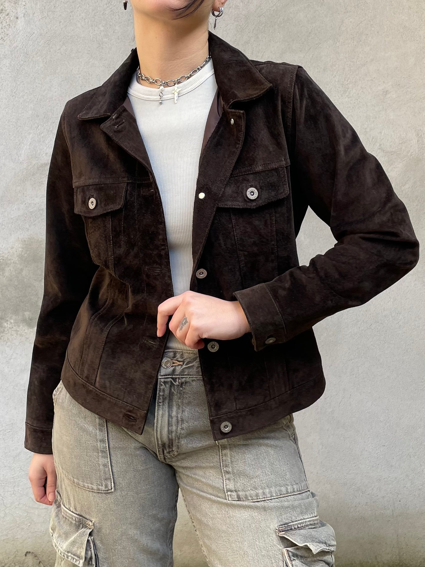 Giacca suede marrone