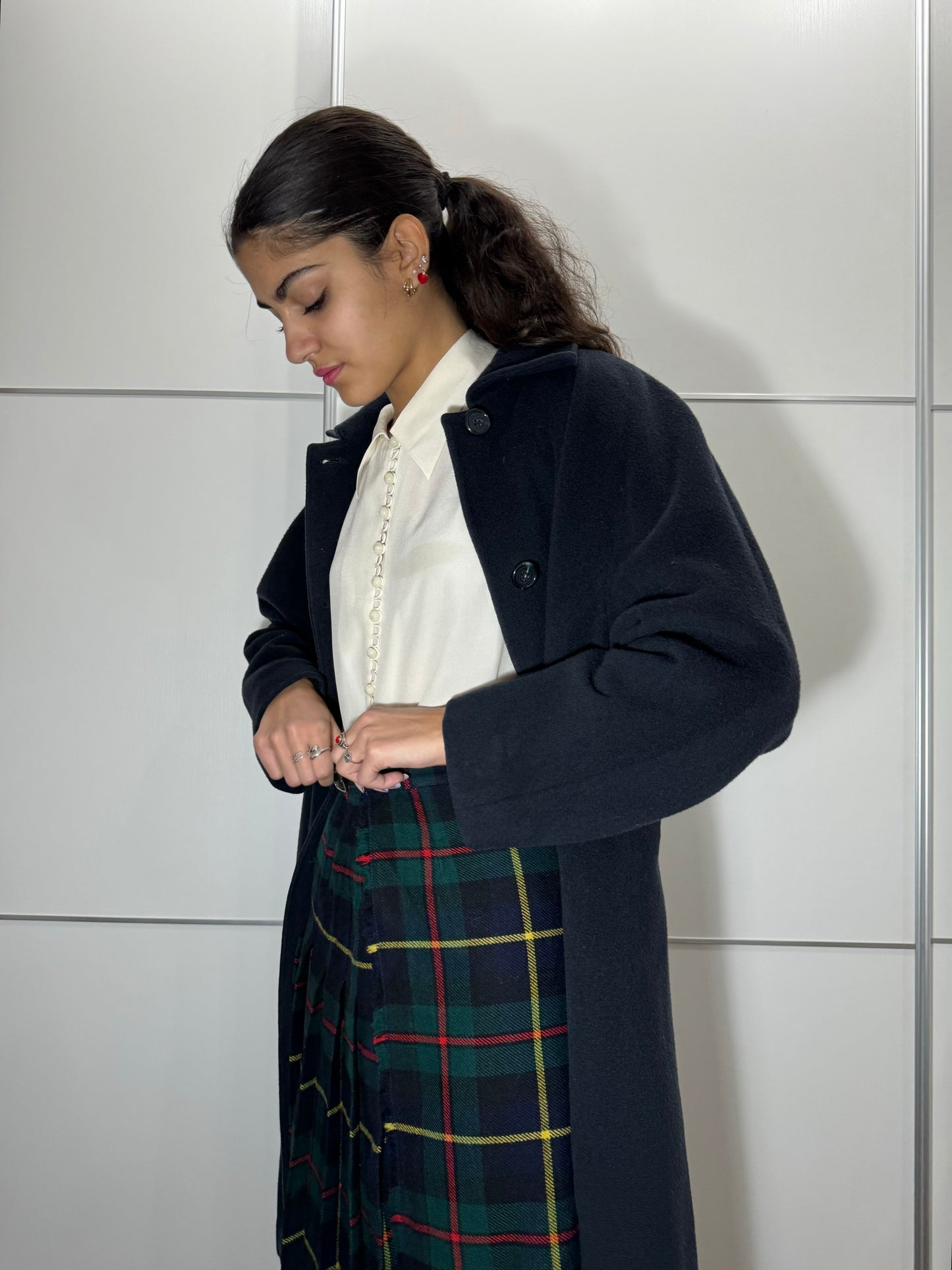 Cappotto monopetto sartoriale blu notte in misto lana vergine e cashmere