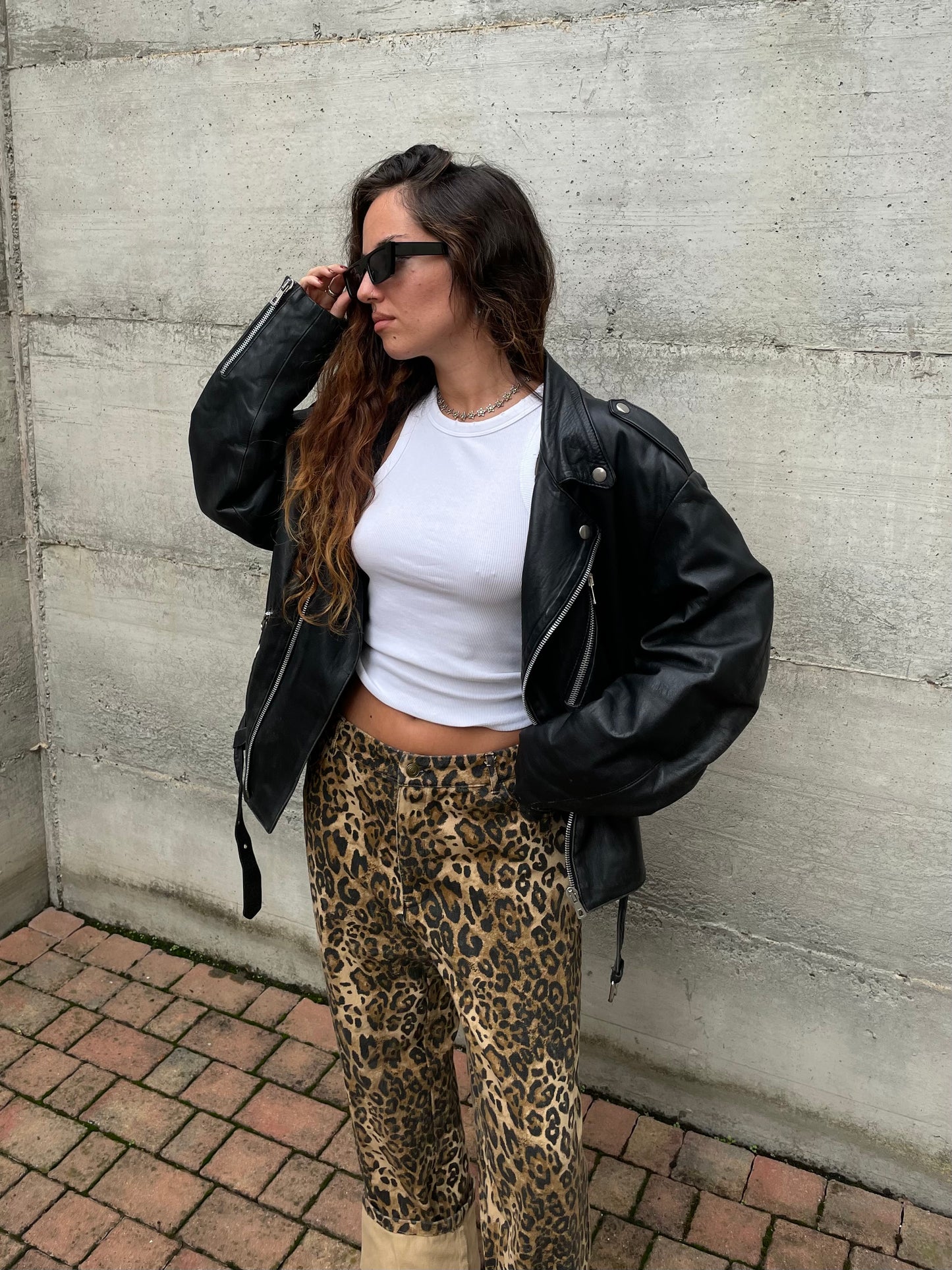 Chiodo vintage vera pelle nero, in nappa leggera, taglia XL