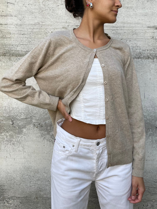 Cardigan sabbia 100% cashmere - taglia M