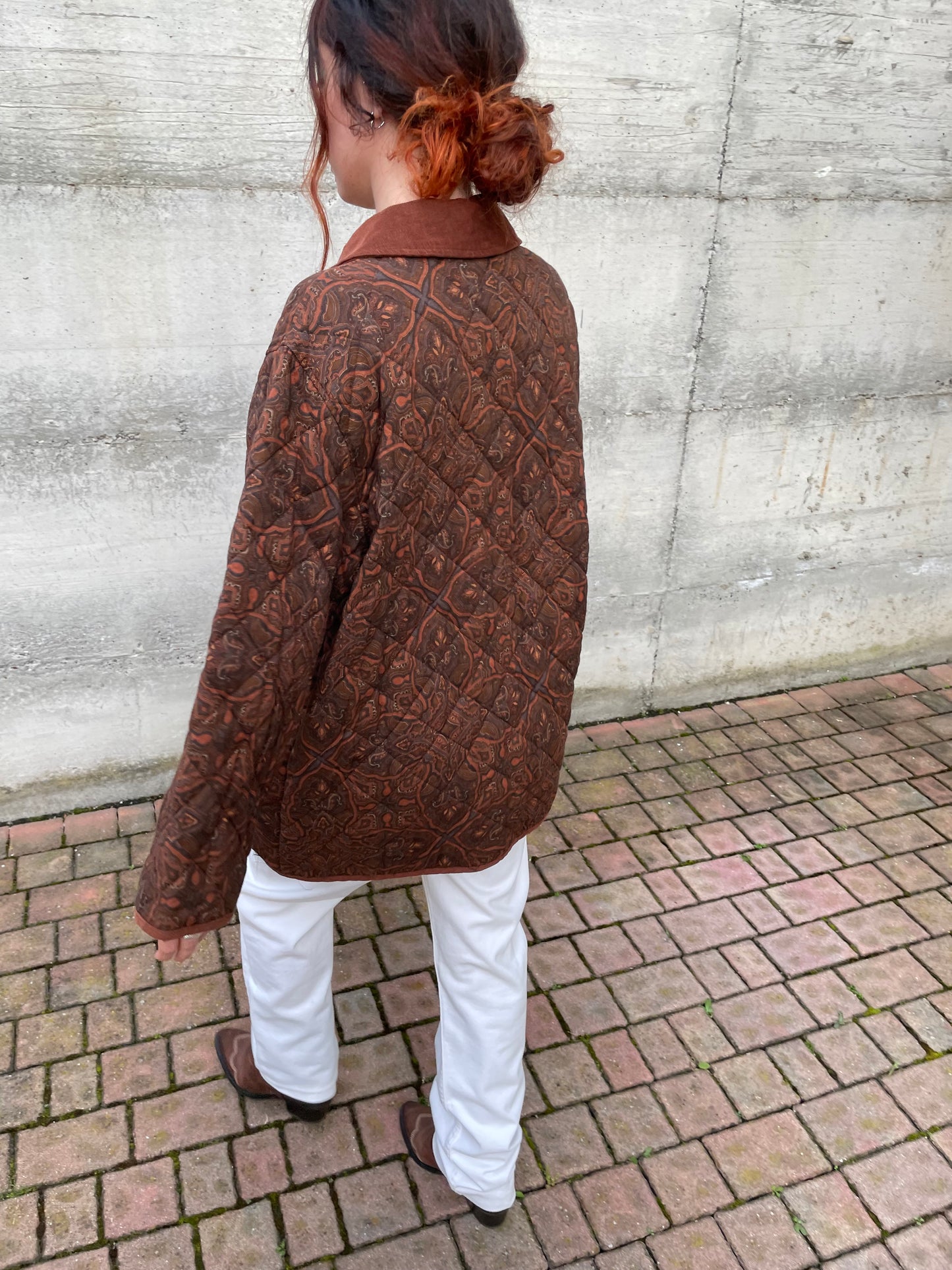 Giacca trapuntata leggera paisley cioccolato - M donna