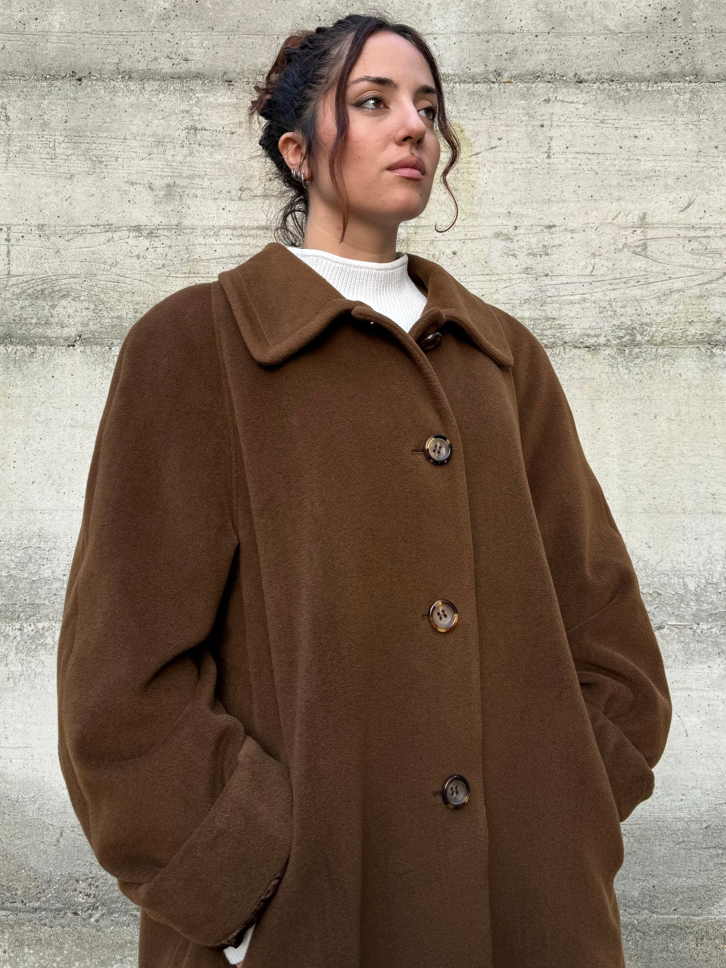 Cappotto sartoriale cioccolato in pura lana vergine superfine