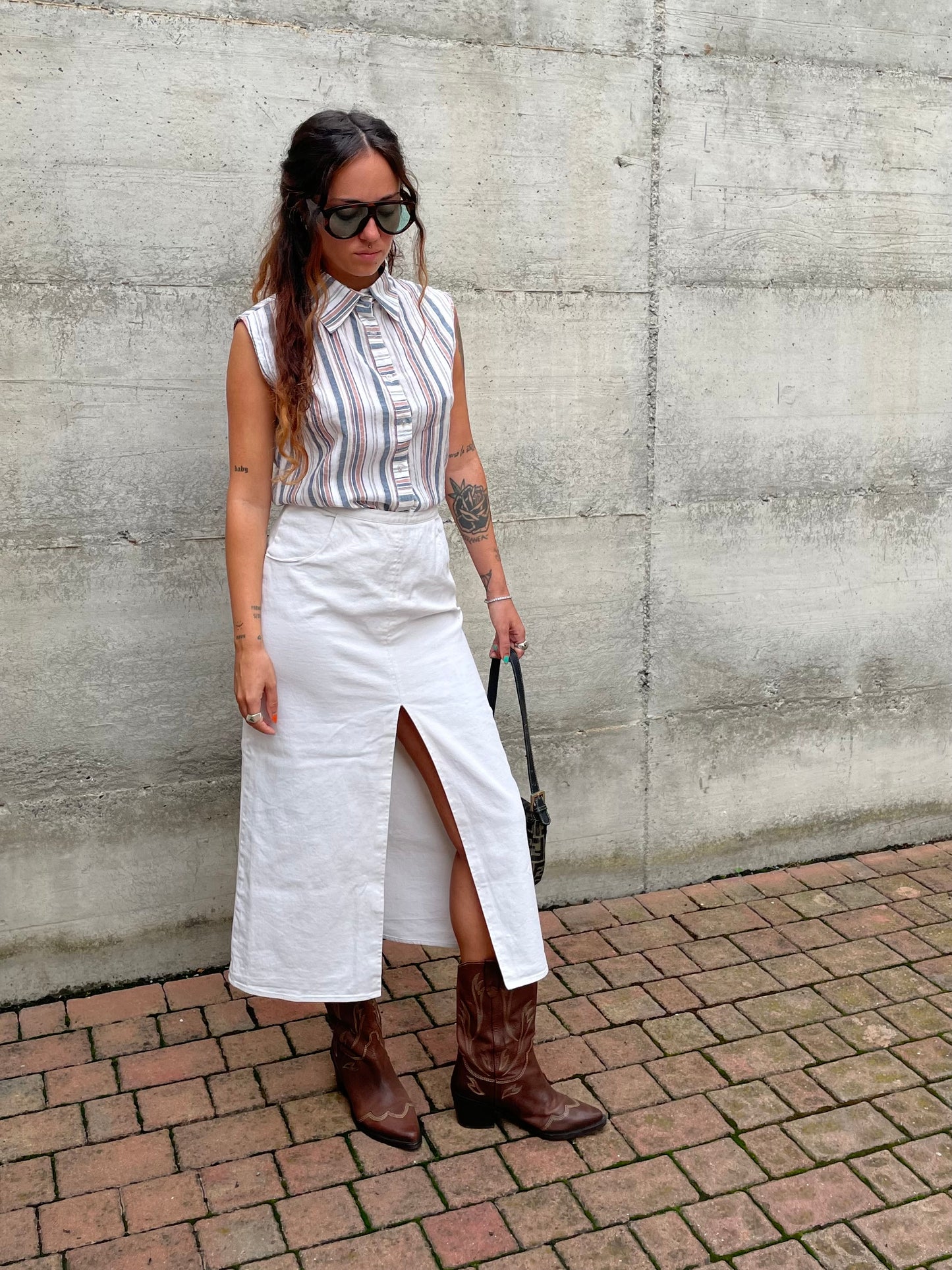 Longuette midi a matita con spacco frontale - taglia S