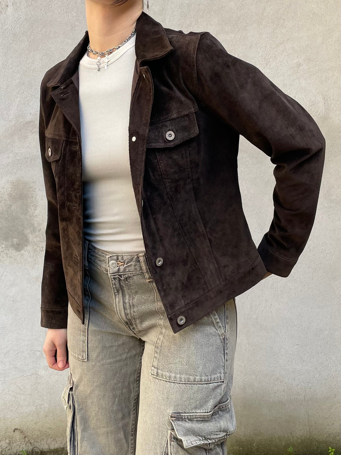 Giacca suede marrone