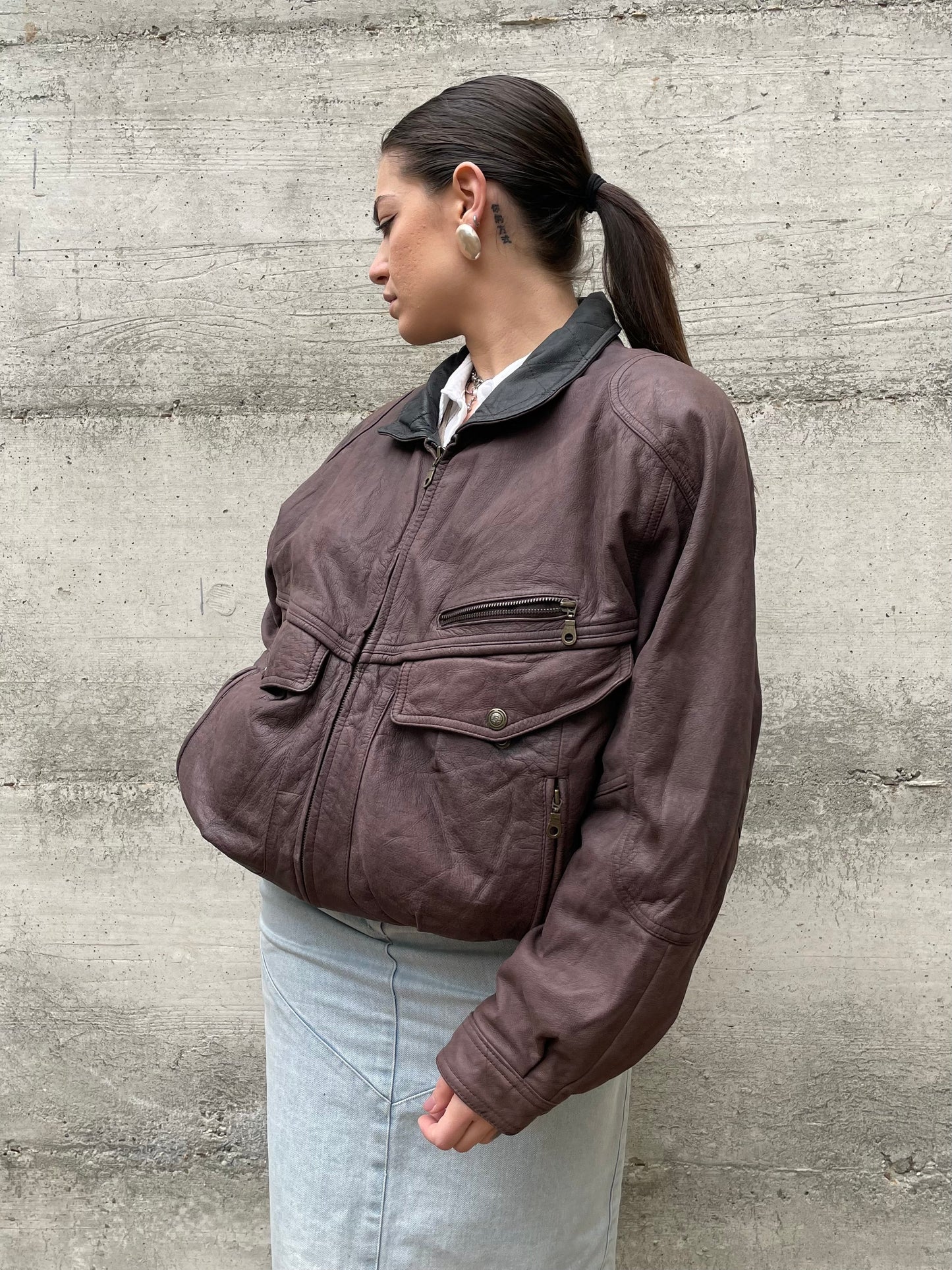 Bomber vinaccia vera pelle - L uomo