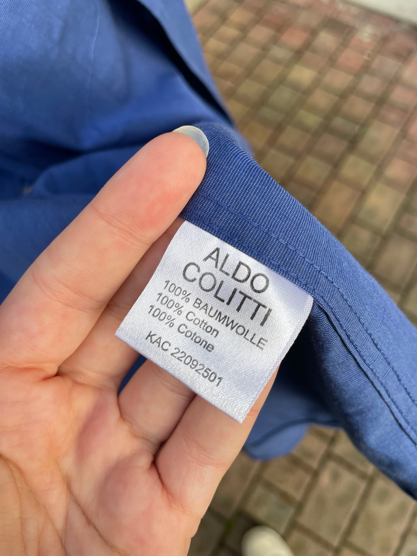 Camicia blu chino Aldo Colitti 100% cotone, taglia M uomo