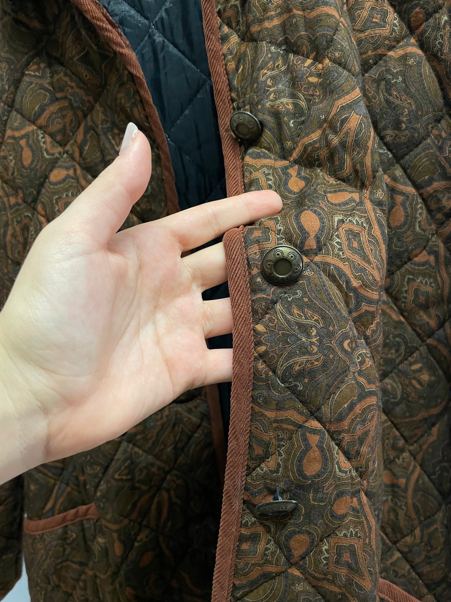 Giacca trapuntata leggera paisley cioccolato - M donna