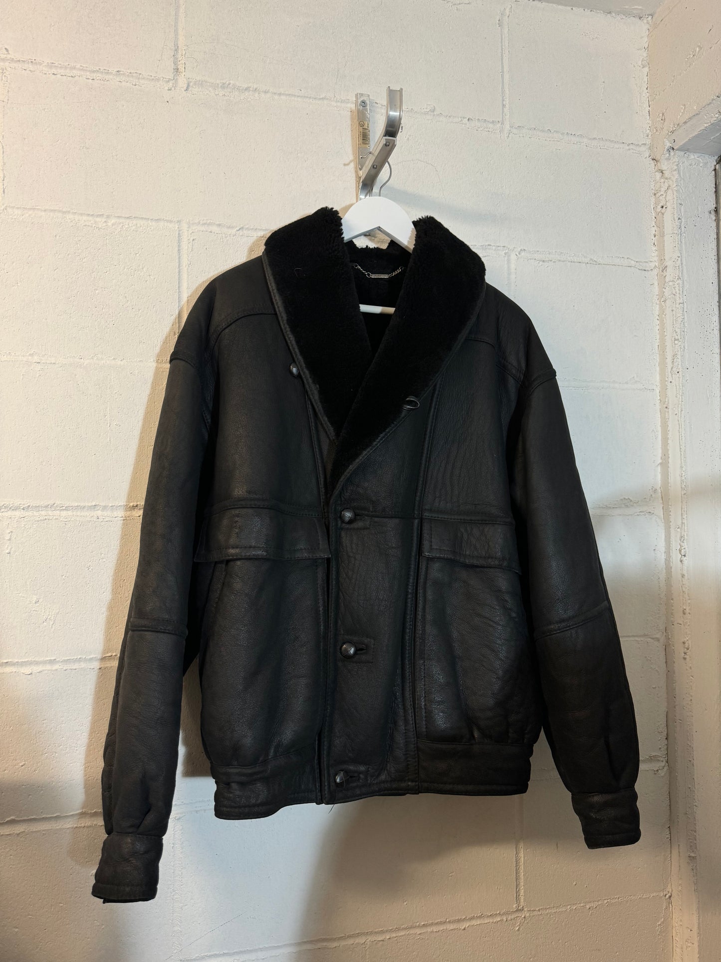 Bomber aviator Shearling nero taglia 48it uomo (S)