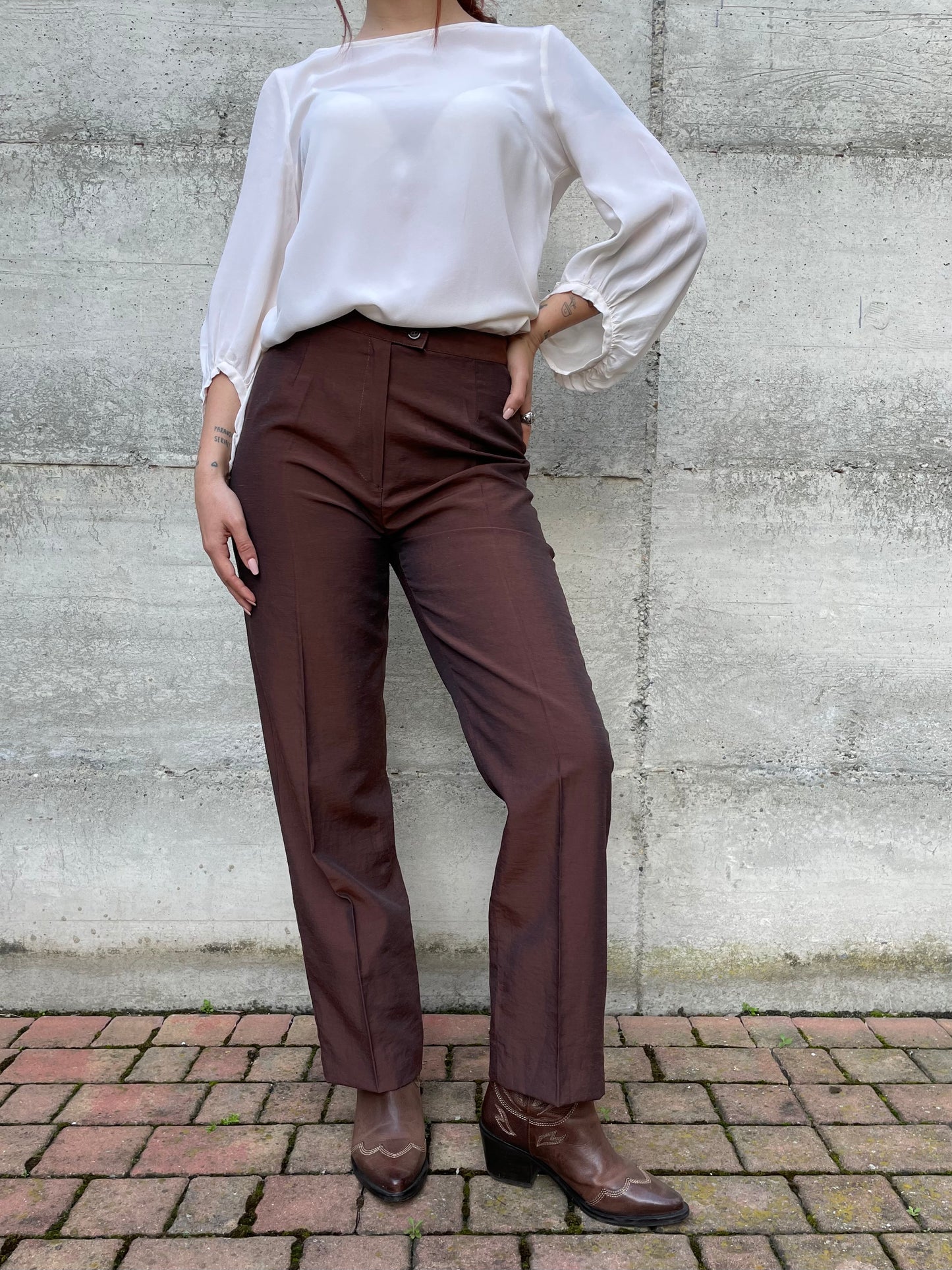 Pantalone chino shantung - misto lino e viscosa - tg. 40/42