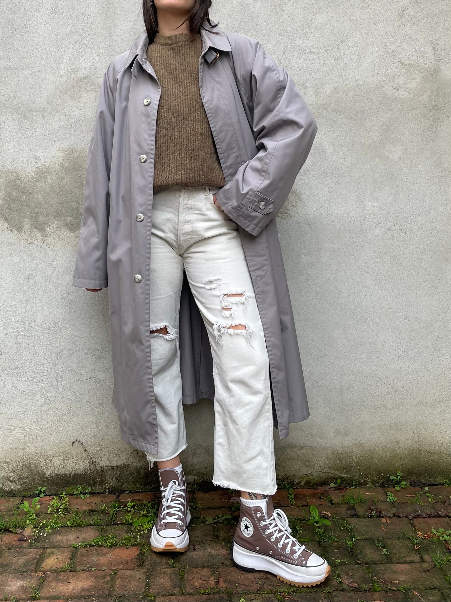 Trenchcoat lungo monopetto glicine