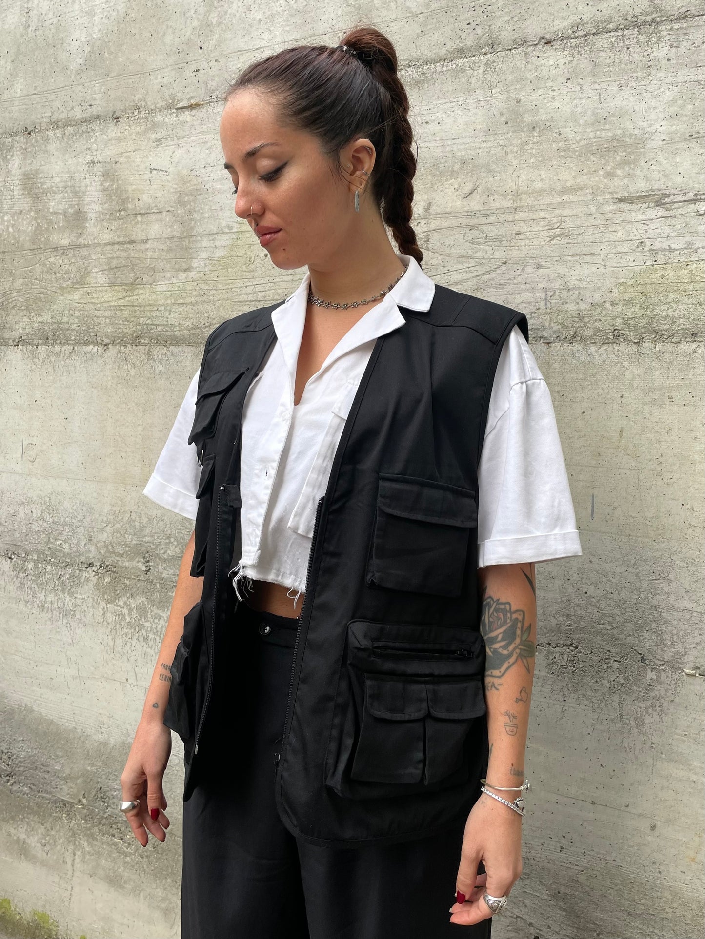 Gilet cargo multipocket nero