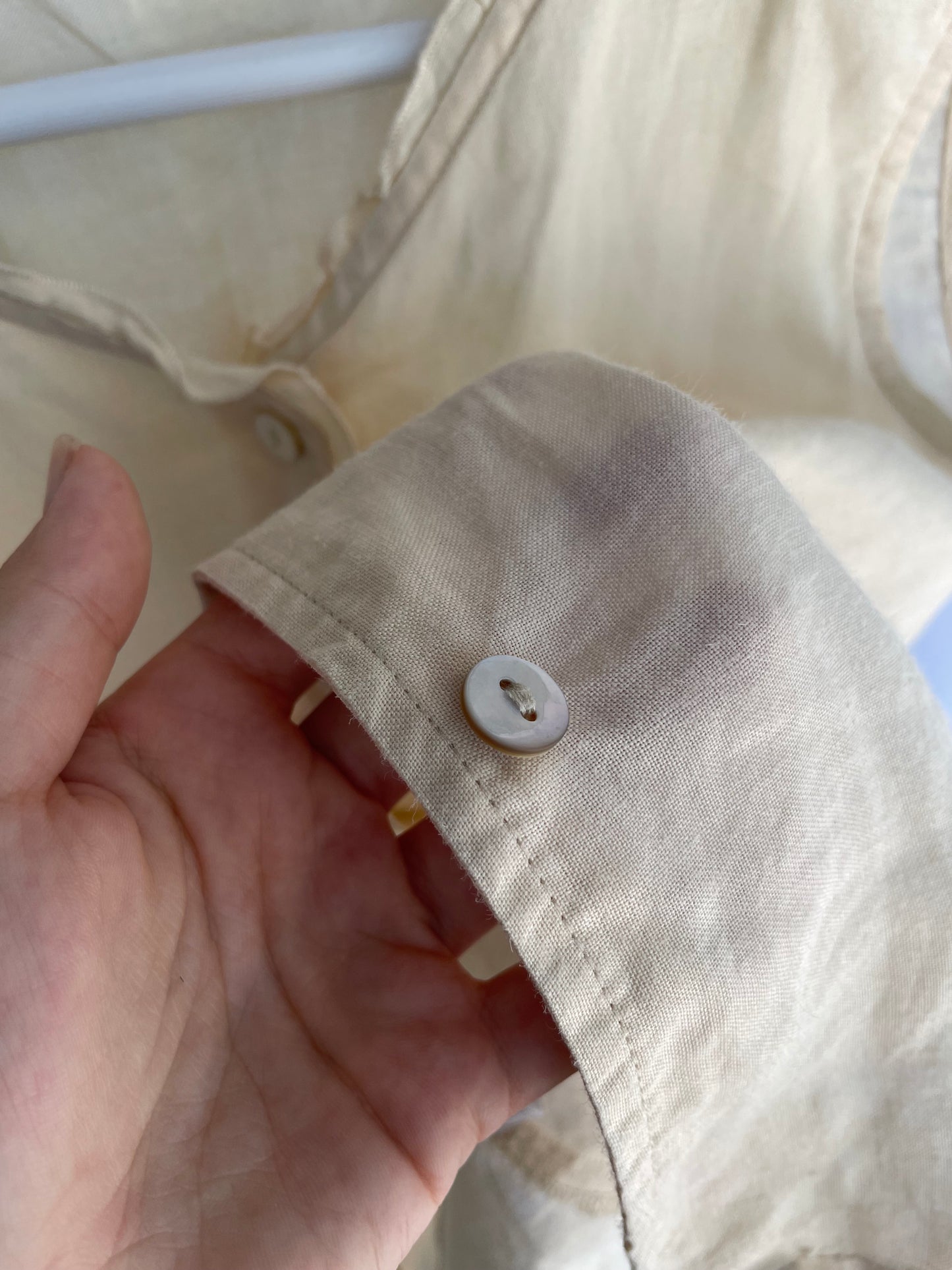 Camicetta smanicata burro 100% lino, sartoriale Made in Italy, Taglia S