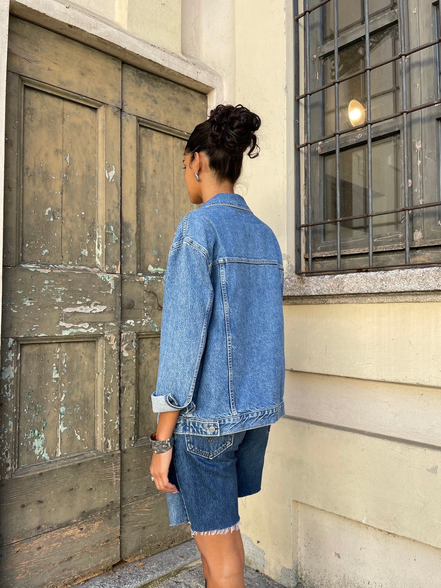 Giacca vintage denim lavaggio medio - taglia L donna