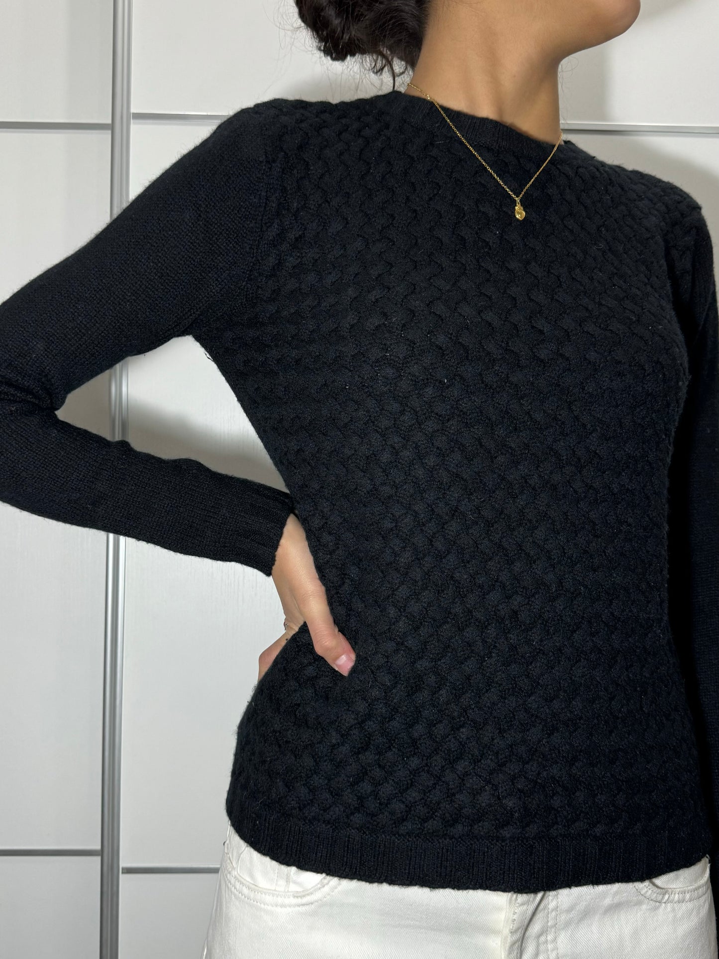 Maglioncino girocollo Ragno nero, in misto lana e cashmere, taglia S