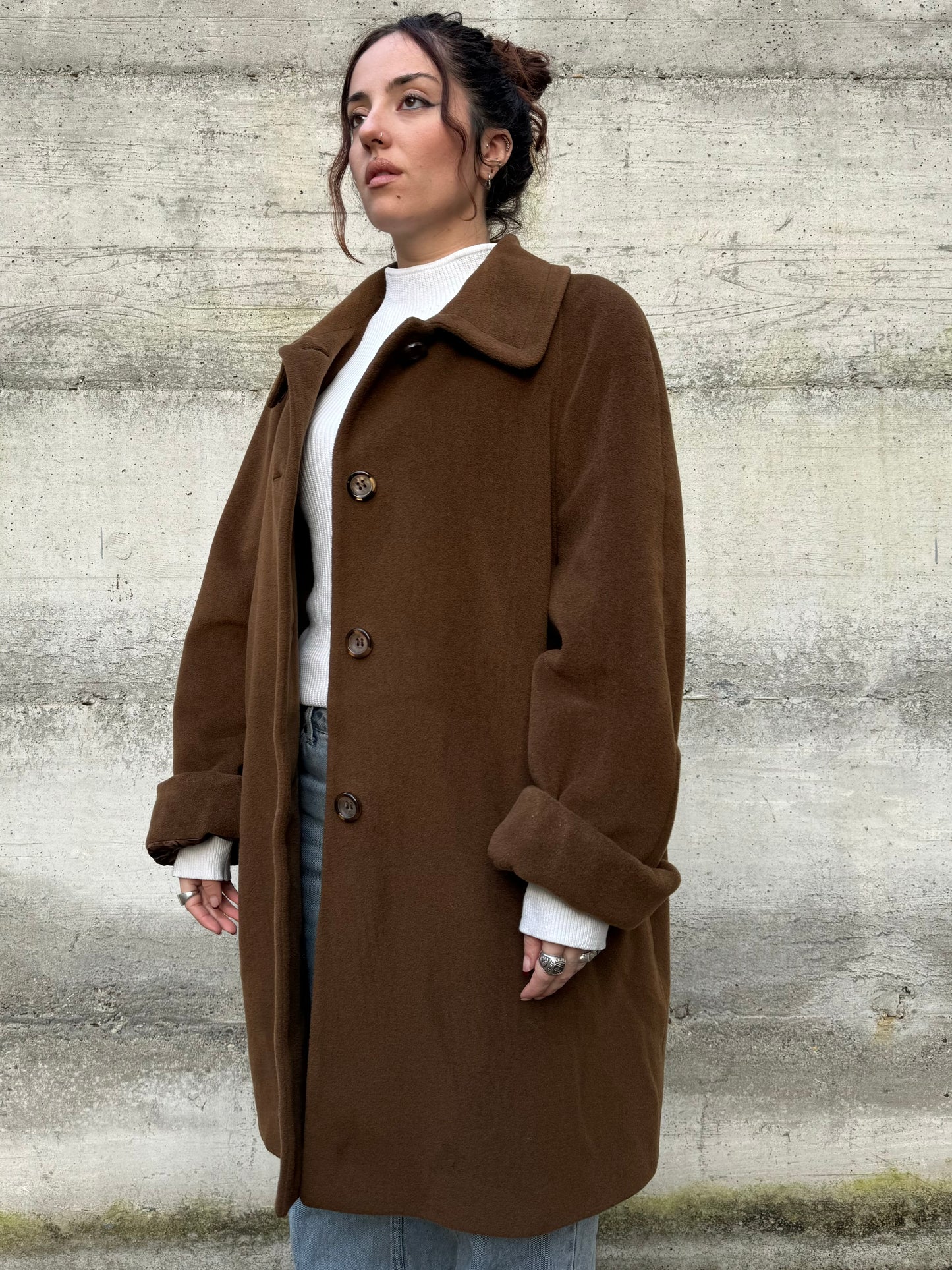 Cappotto sartoriale cioccolato in pura lana vergine superfine