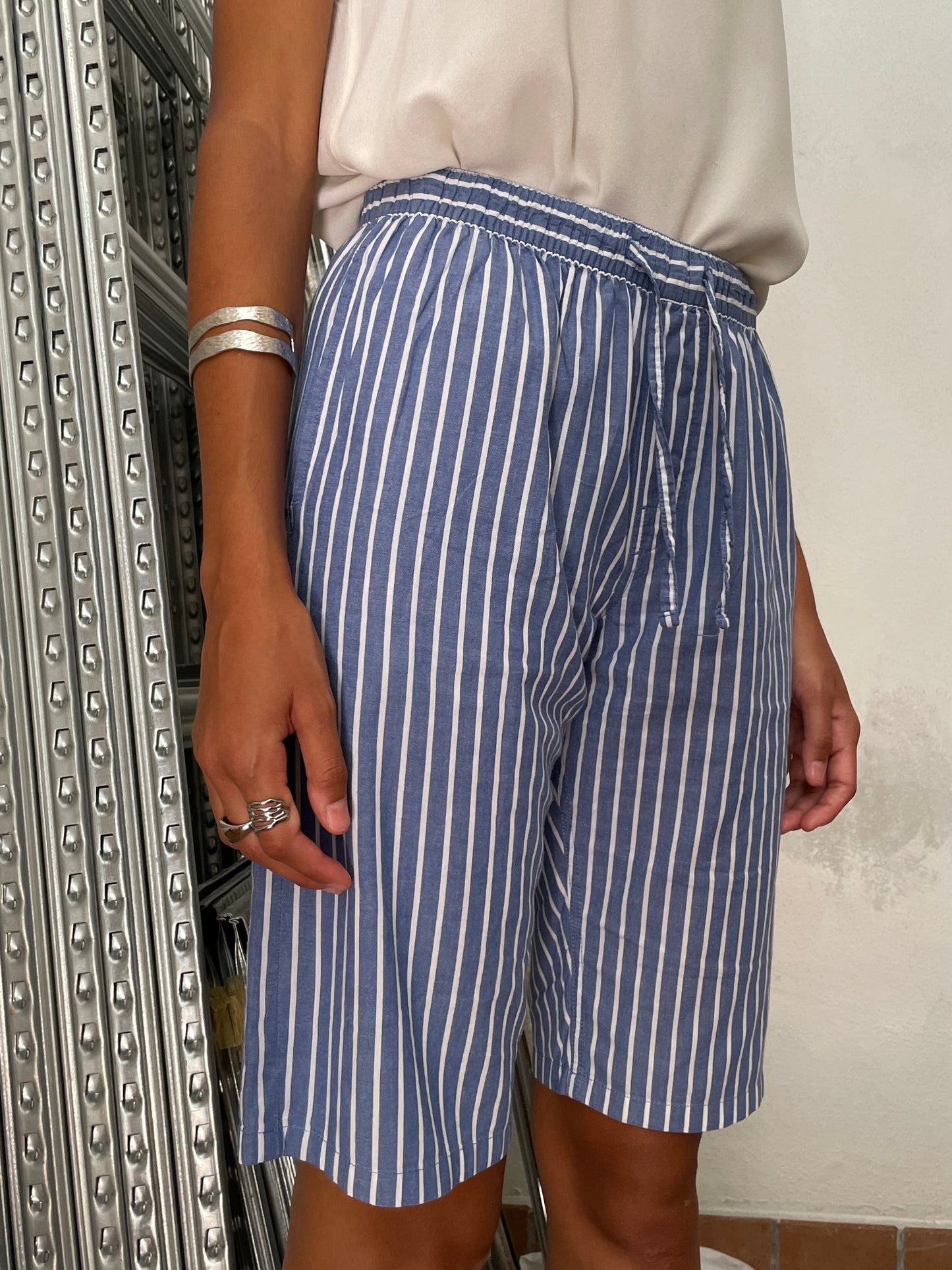 Bermuda boxer vichy azzurro e bianco 100% cotone - taglia S