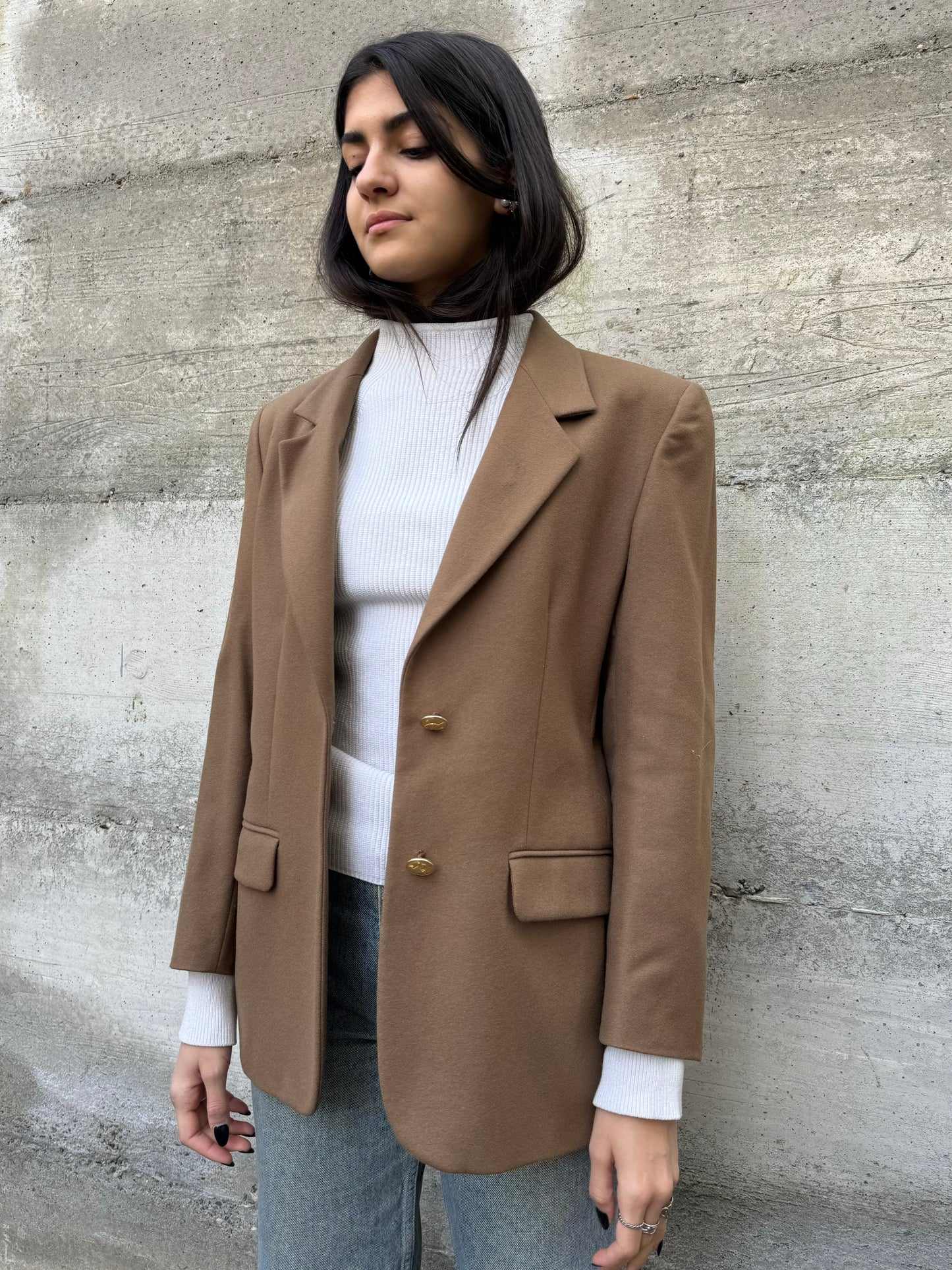 Blazer sartoriale donna in misto lana e cashmere con bottoni dorati