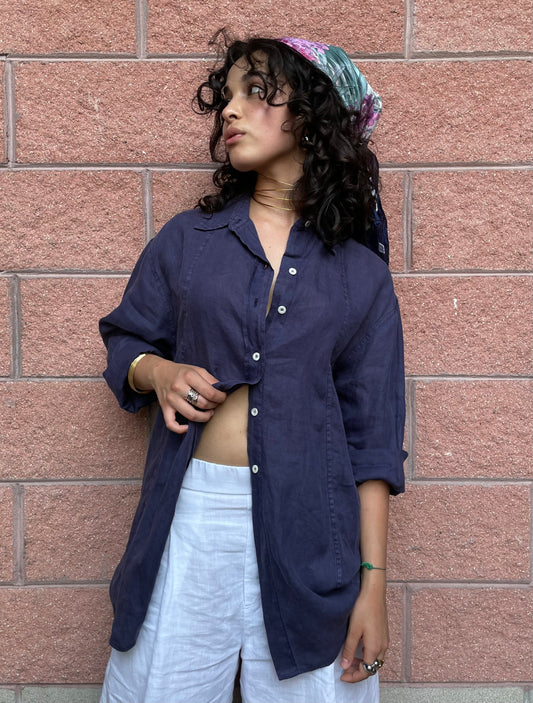 Camicia blu notte 100% bamboo - taglia M