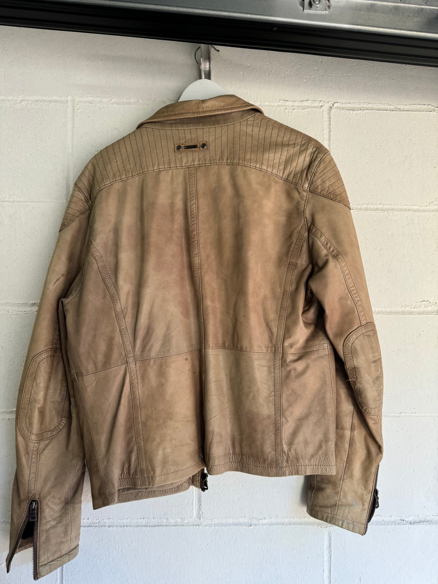 Biker Y2K beige in nappa, taglia M uomo