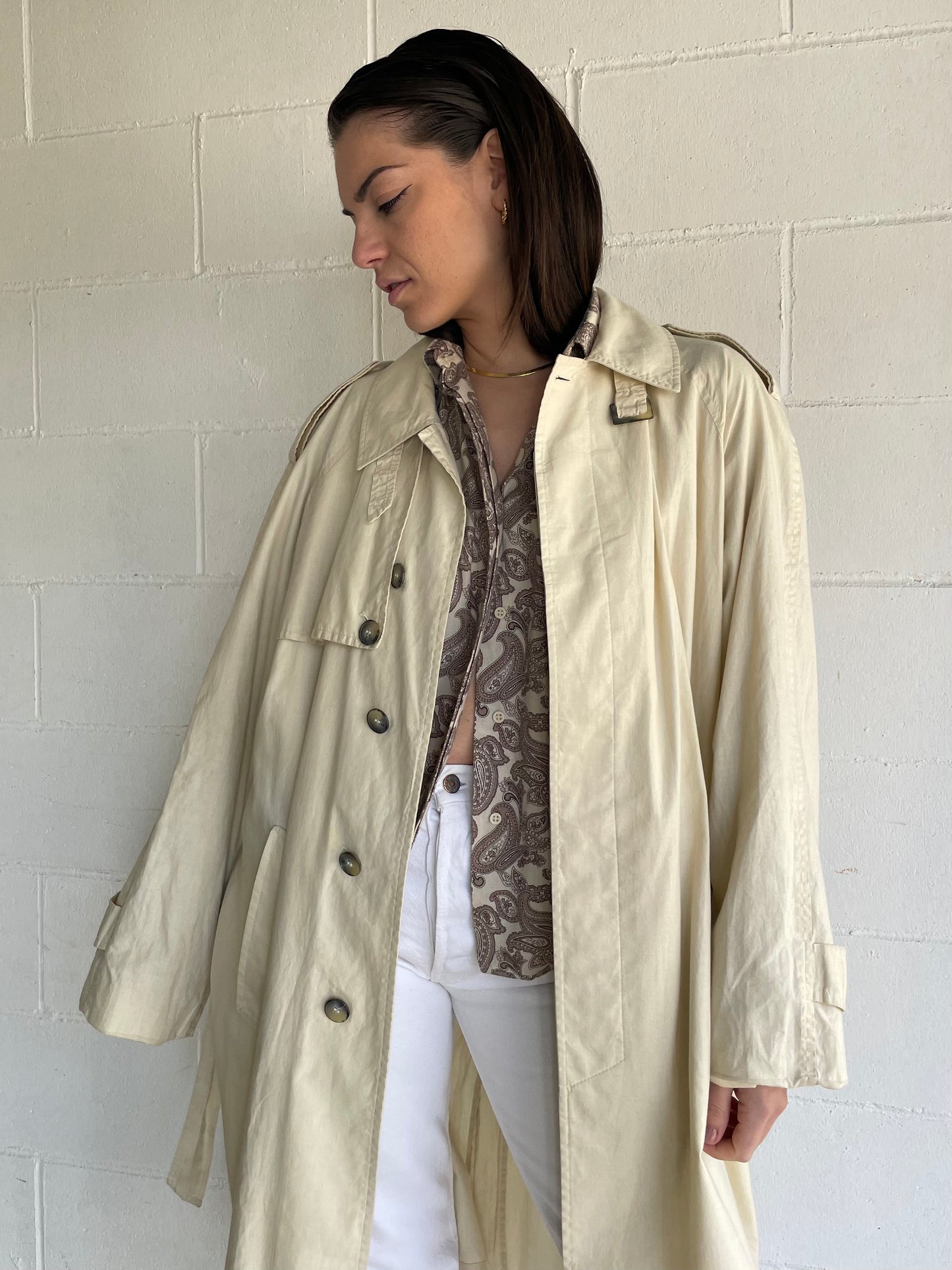 Trenchcoat crema in cotone Andrea Silardi