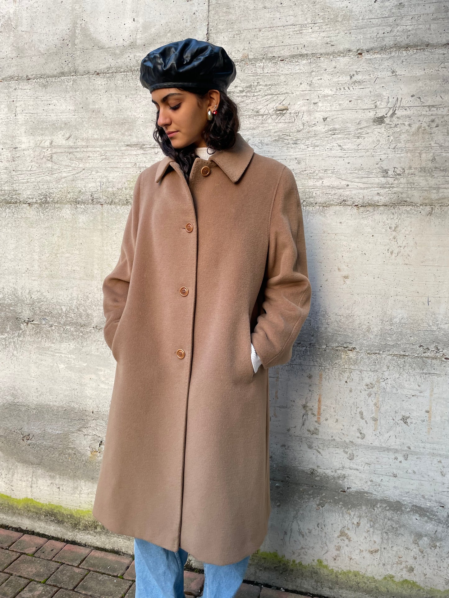 Cappotto sartoriale biscotto in pura lana vergine superfine