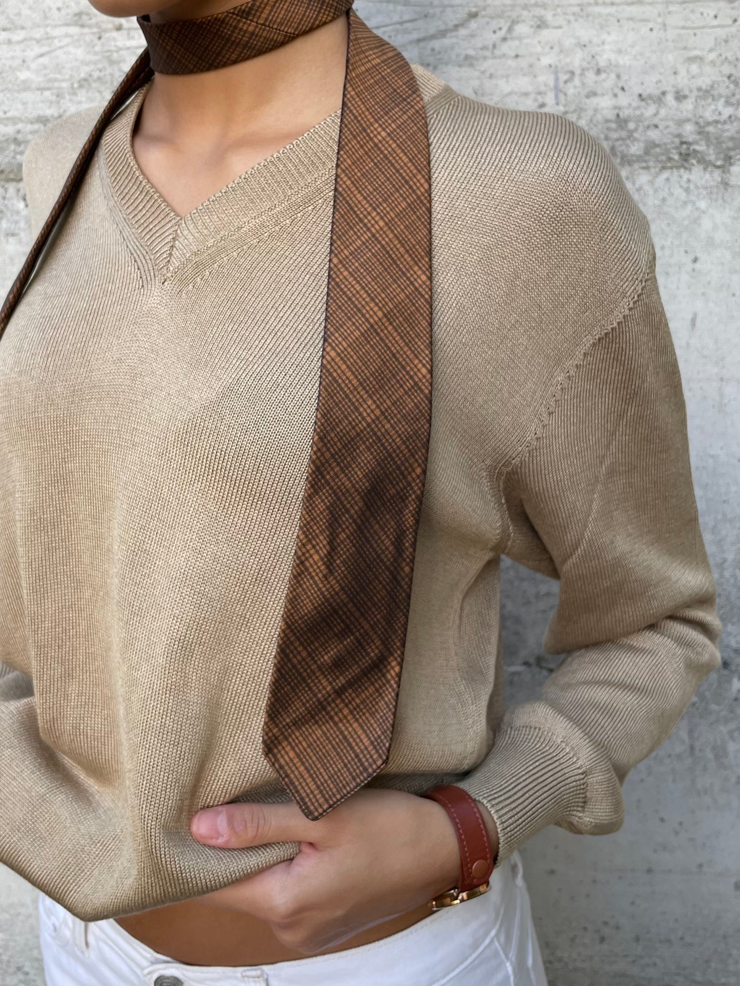 Maglioncino sartoriale 100% cotone scollo a V - taglia M