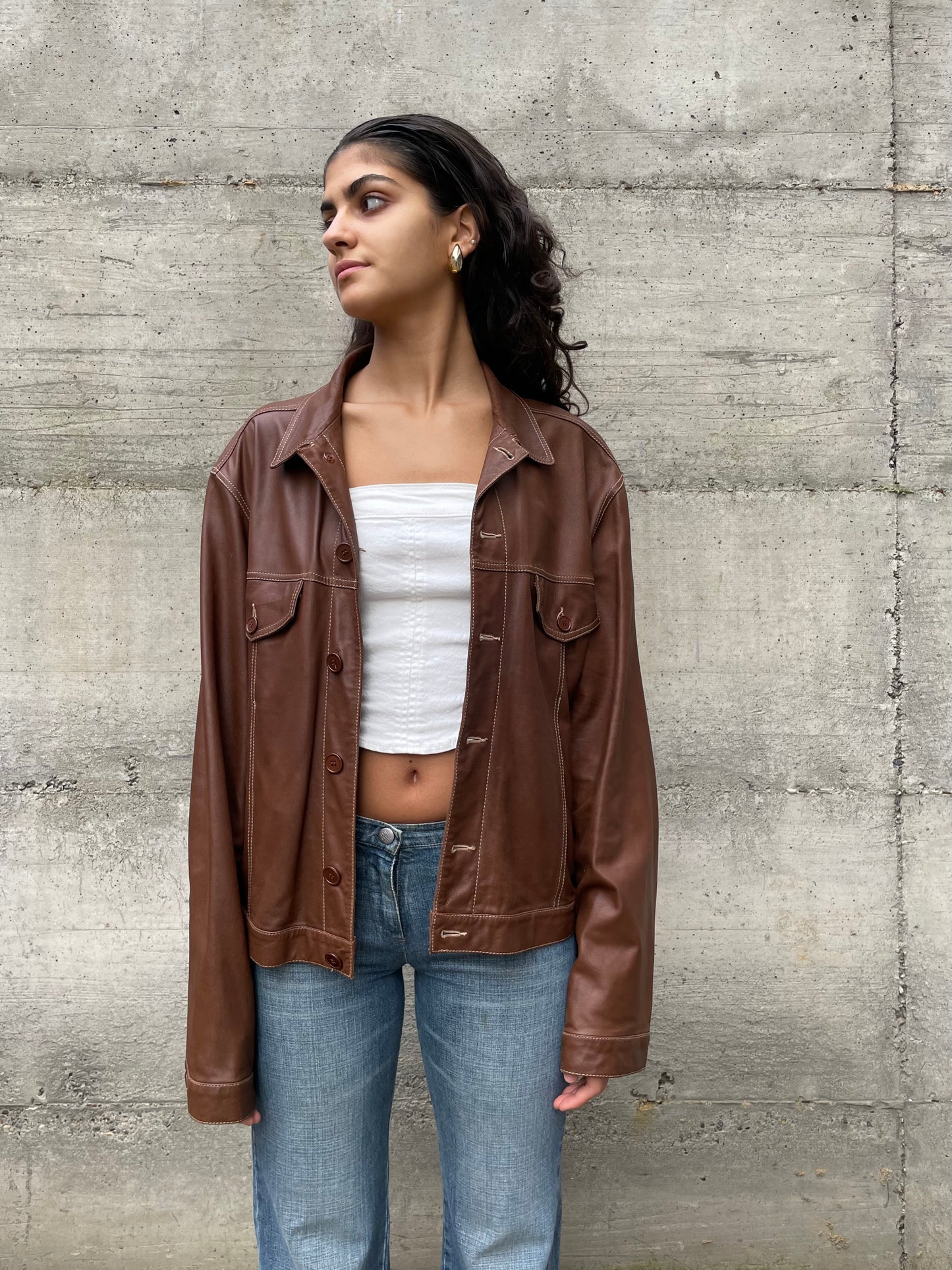 Giacca in nappa leggera marrone - taglia L uomo