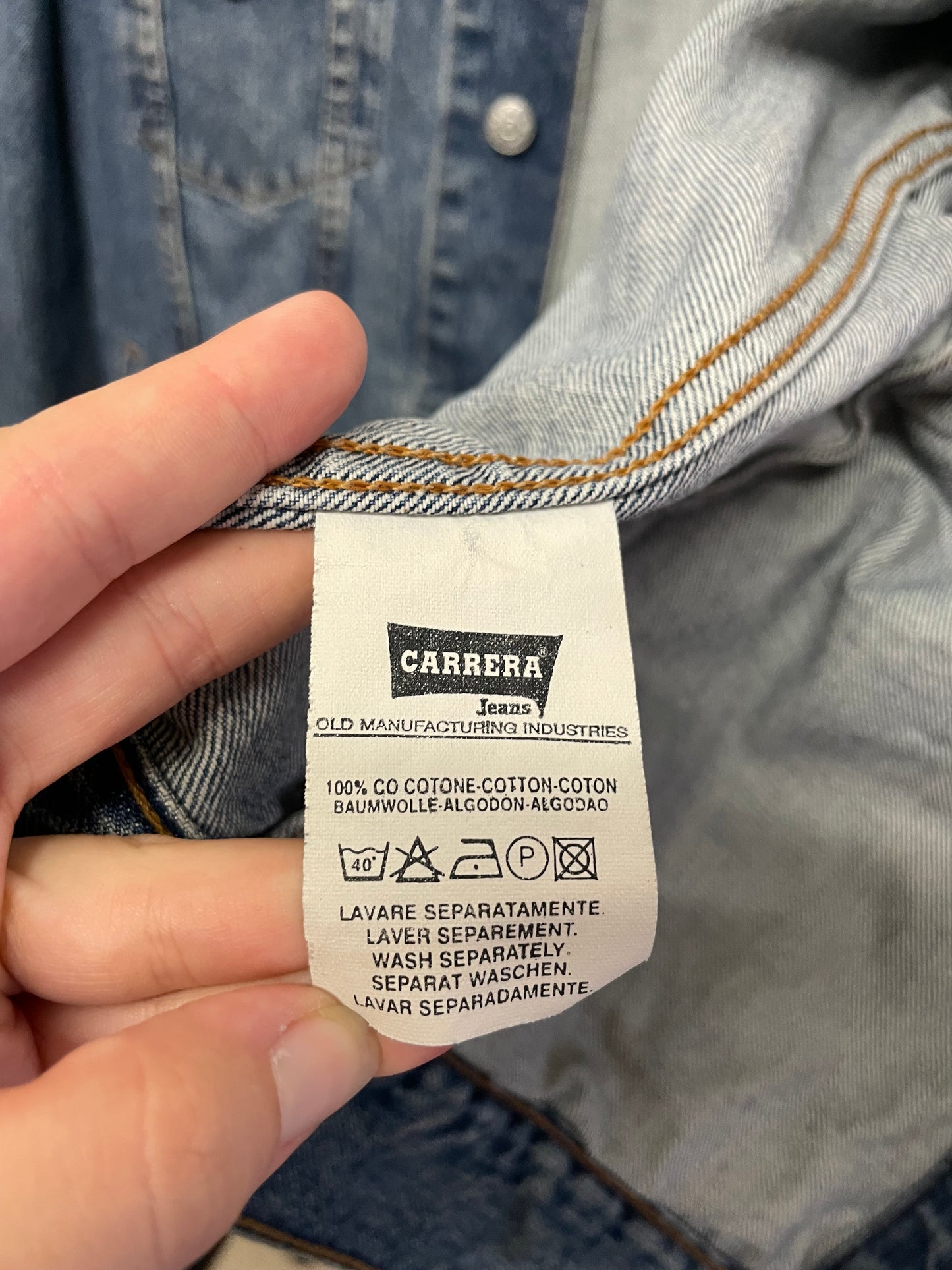 Giacca vintage denim Carrera, lavaggio medio, taglia XL