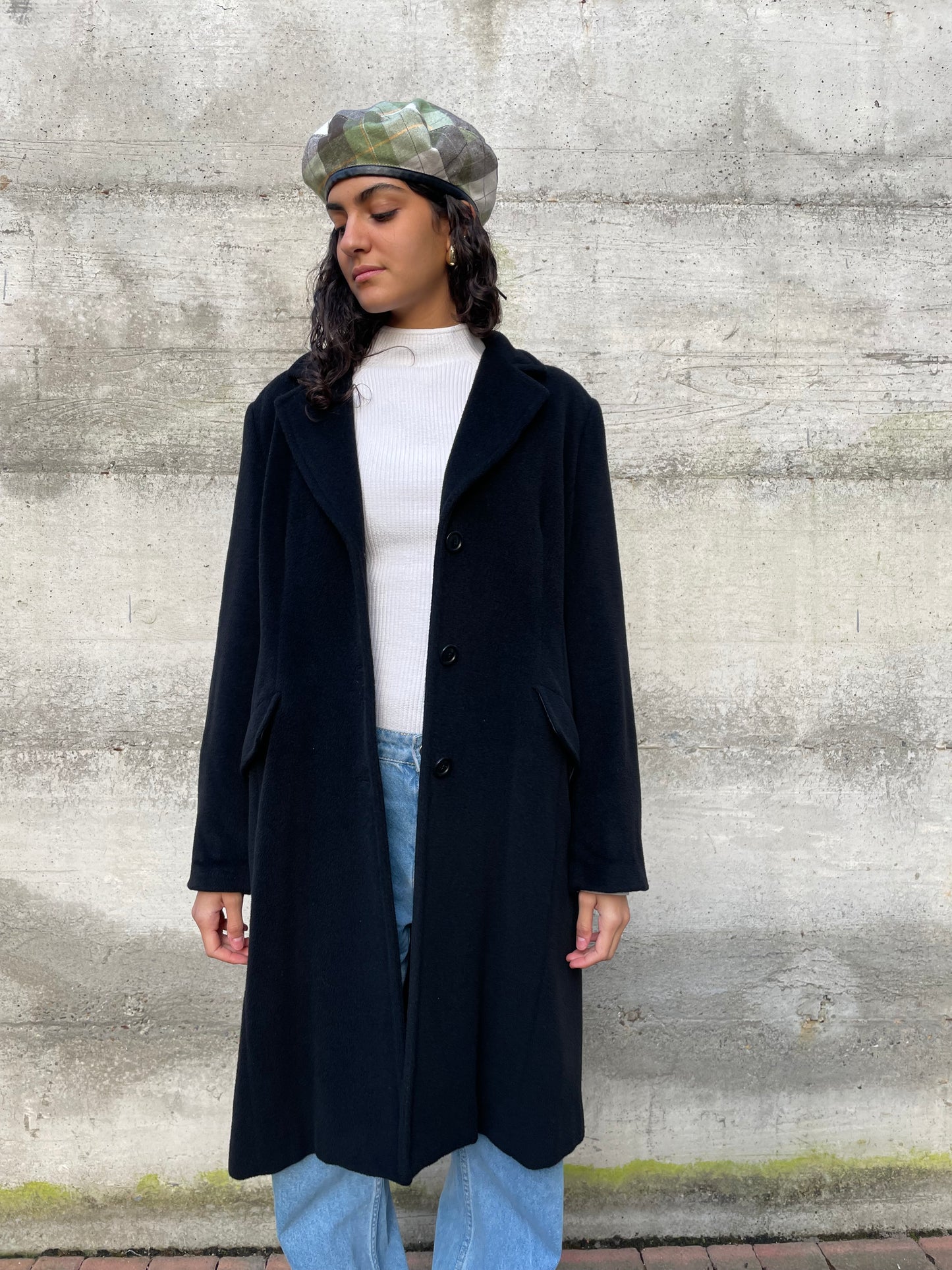 Cappotto nero Marina Rinaldi in misto lana e cashmere