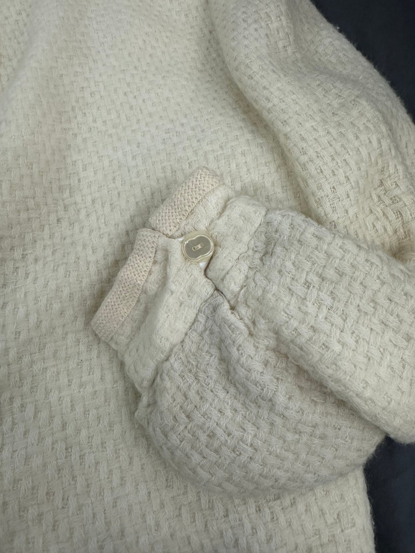 Giacca bolero lavorata color burro in misto lana