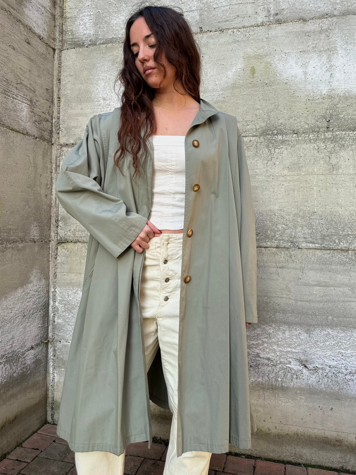 Spolverino sartoriale Mascoff in cotone verde salvia