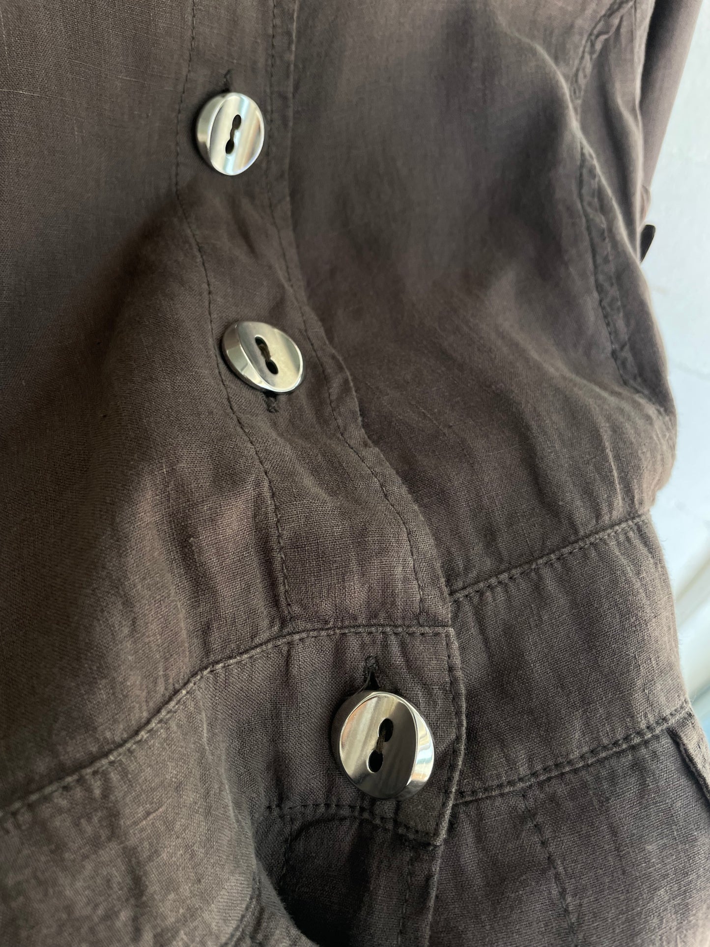 Camicia Marella cargo marrone 100% lino - taglia S/M