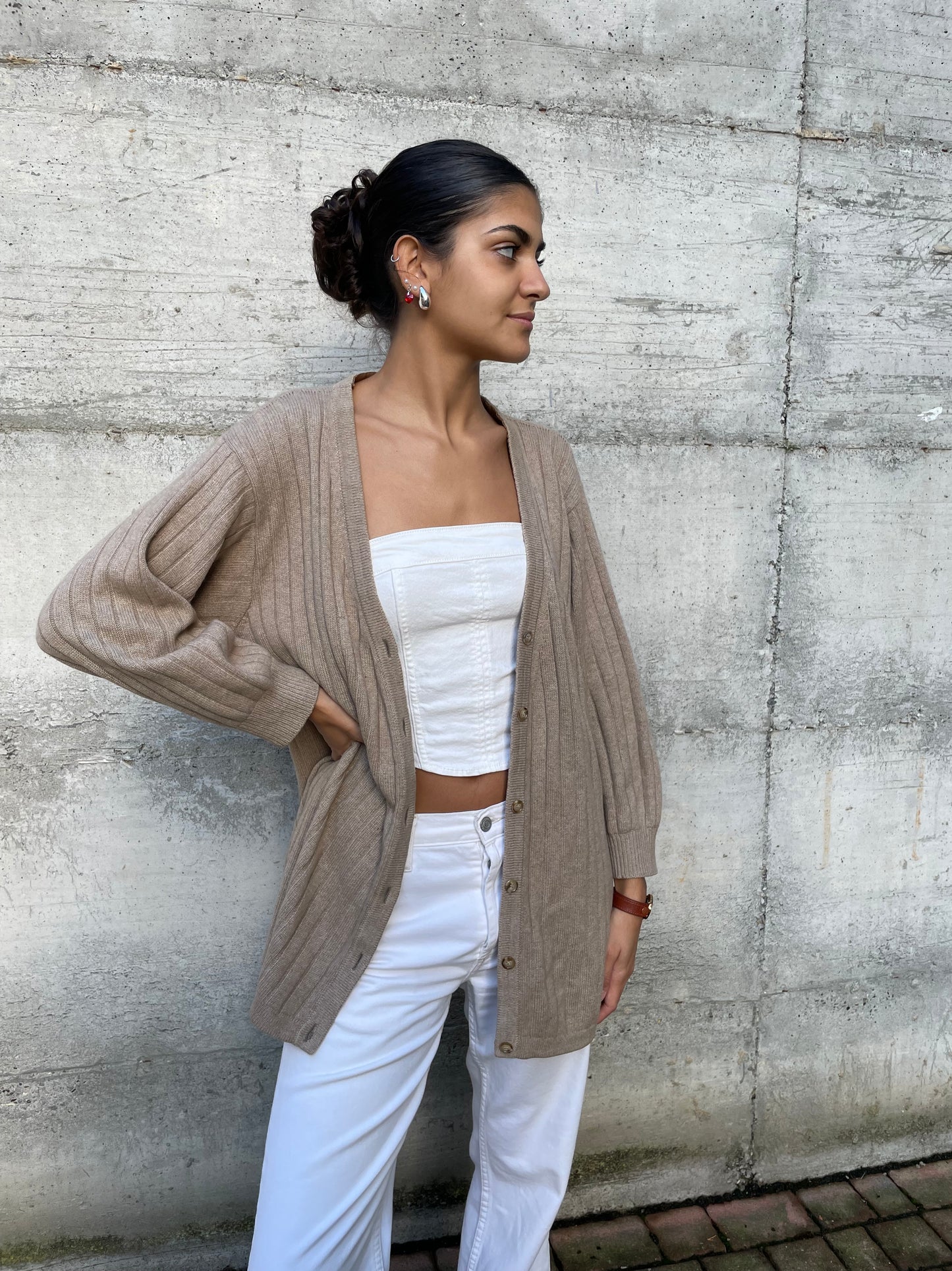 Cardigan lungo 100% cashmere, taglia unica