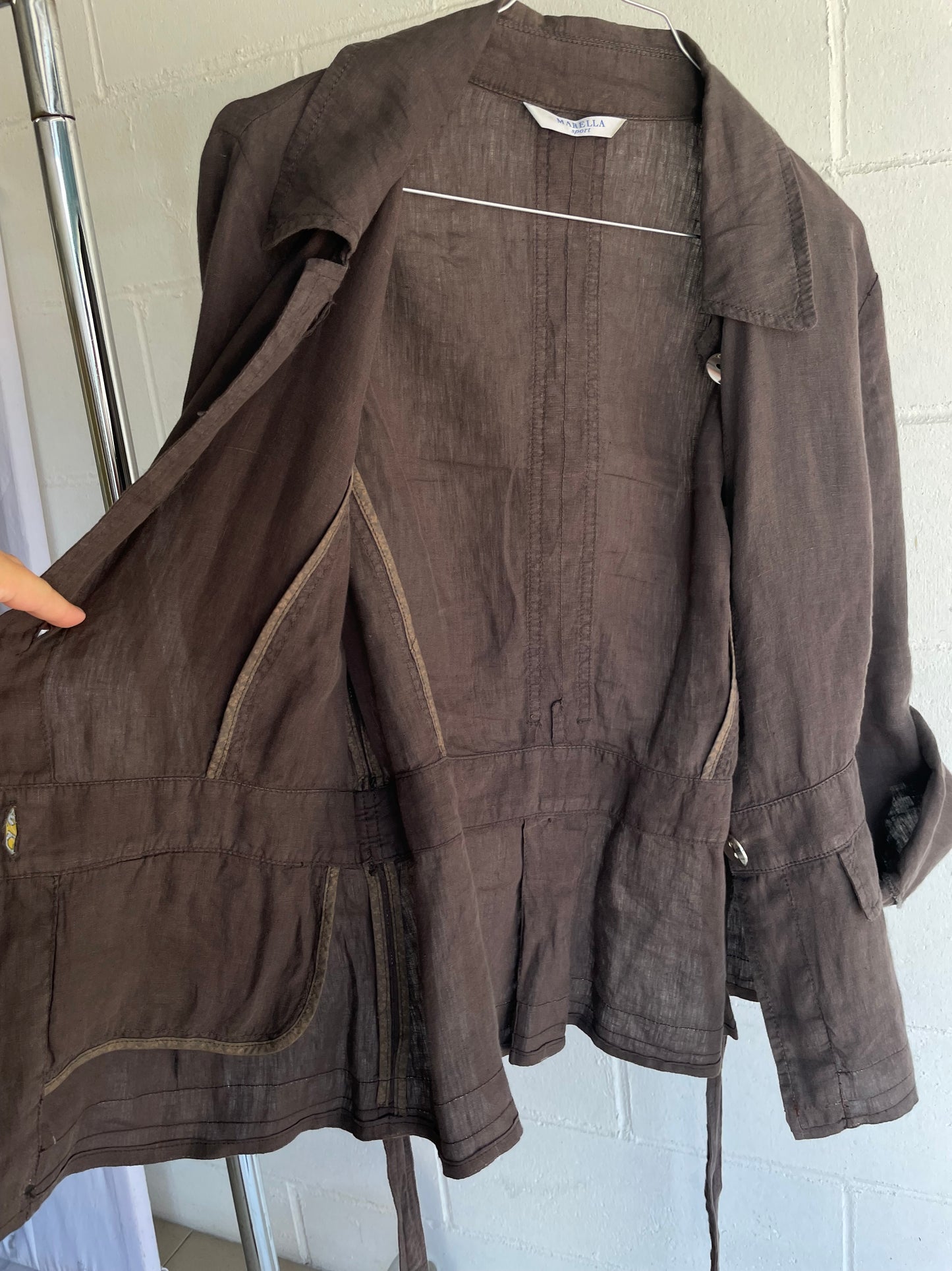 Camicia Marella cargo marrone 100% lino - taglia S/M