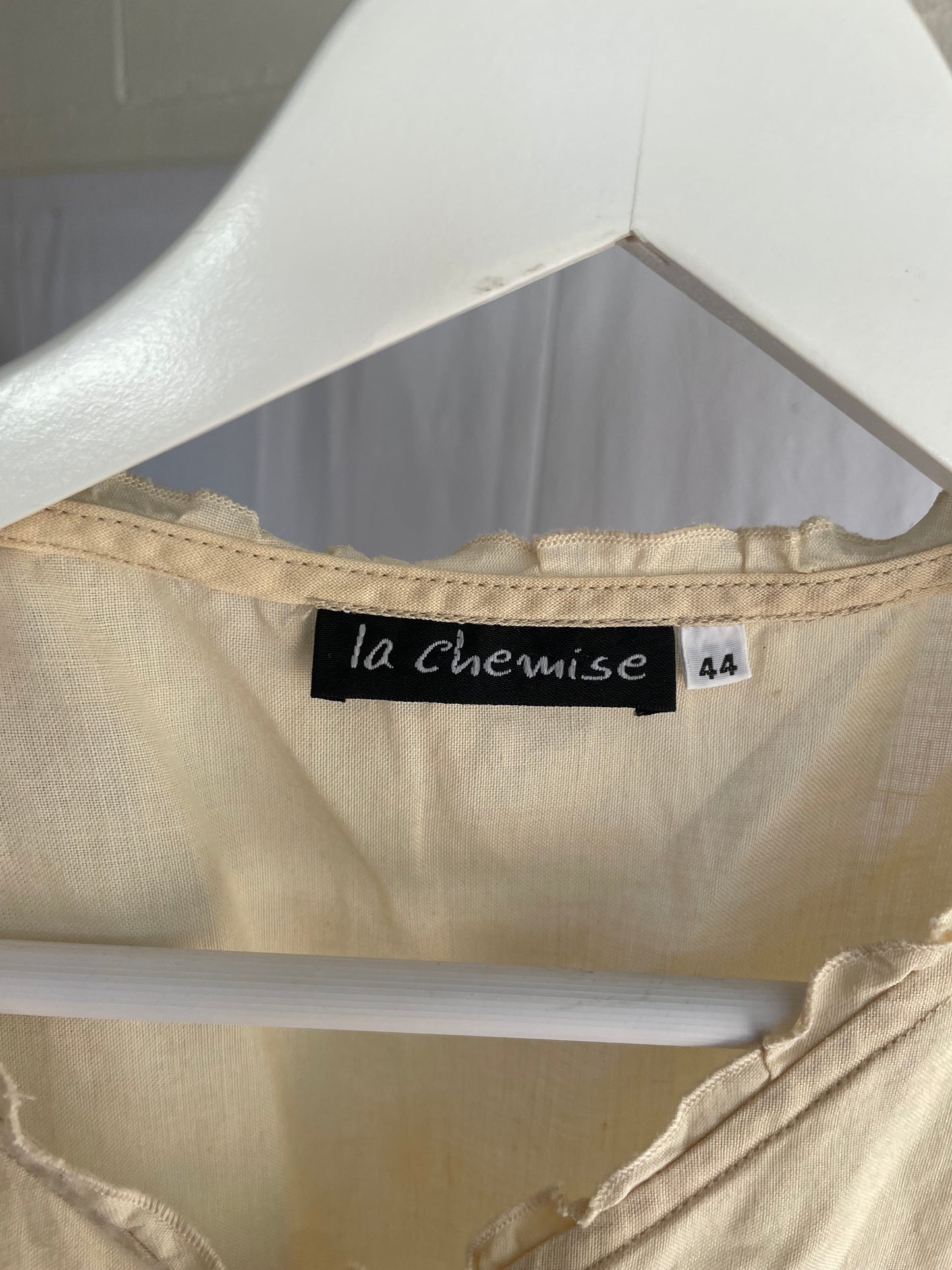 Camicetta smanicata burro 100% lino, sartoriale Made in Italy, Taglia S