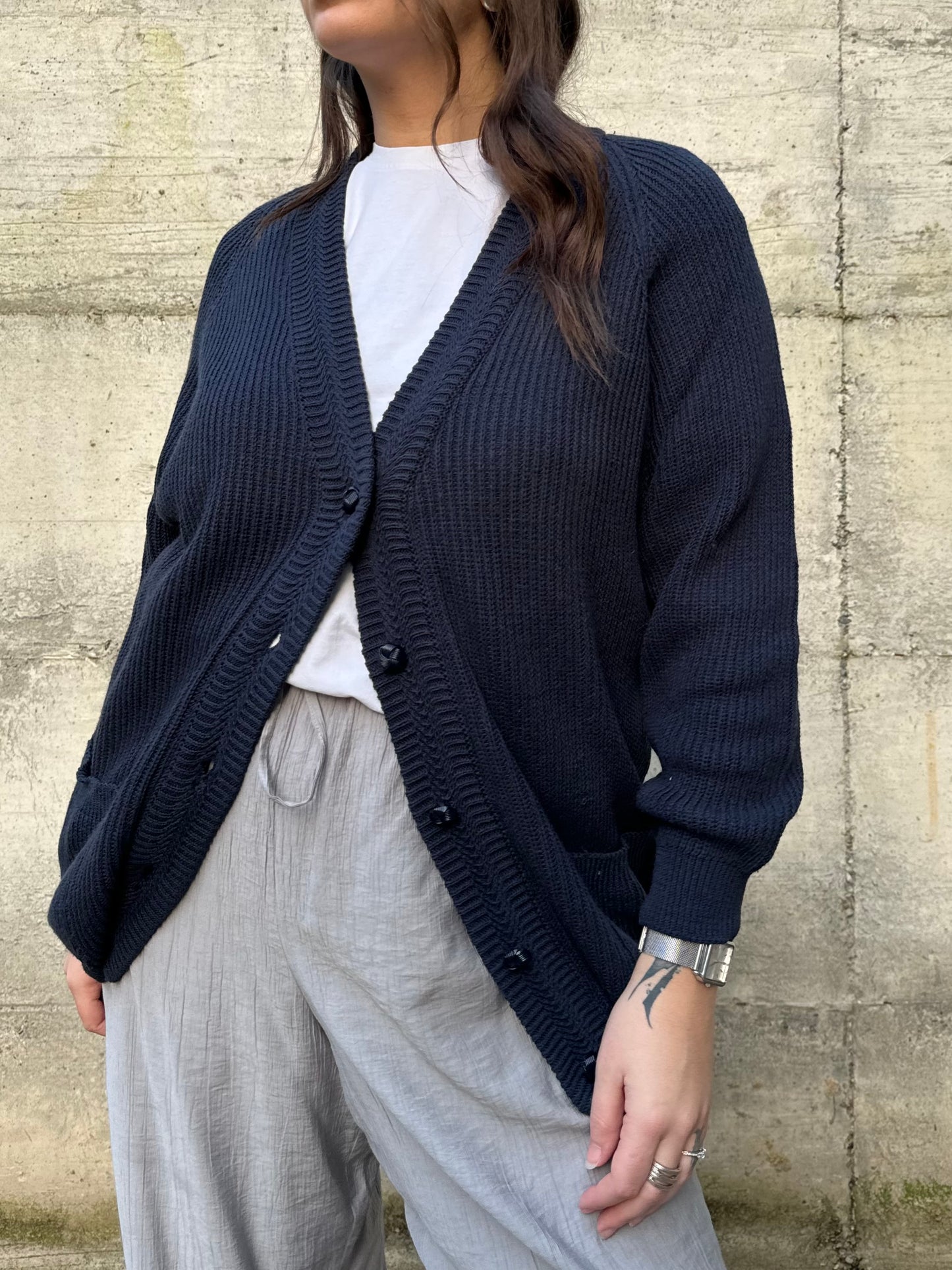 Cardigan donna tricot blu notte