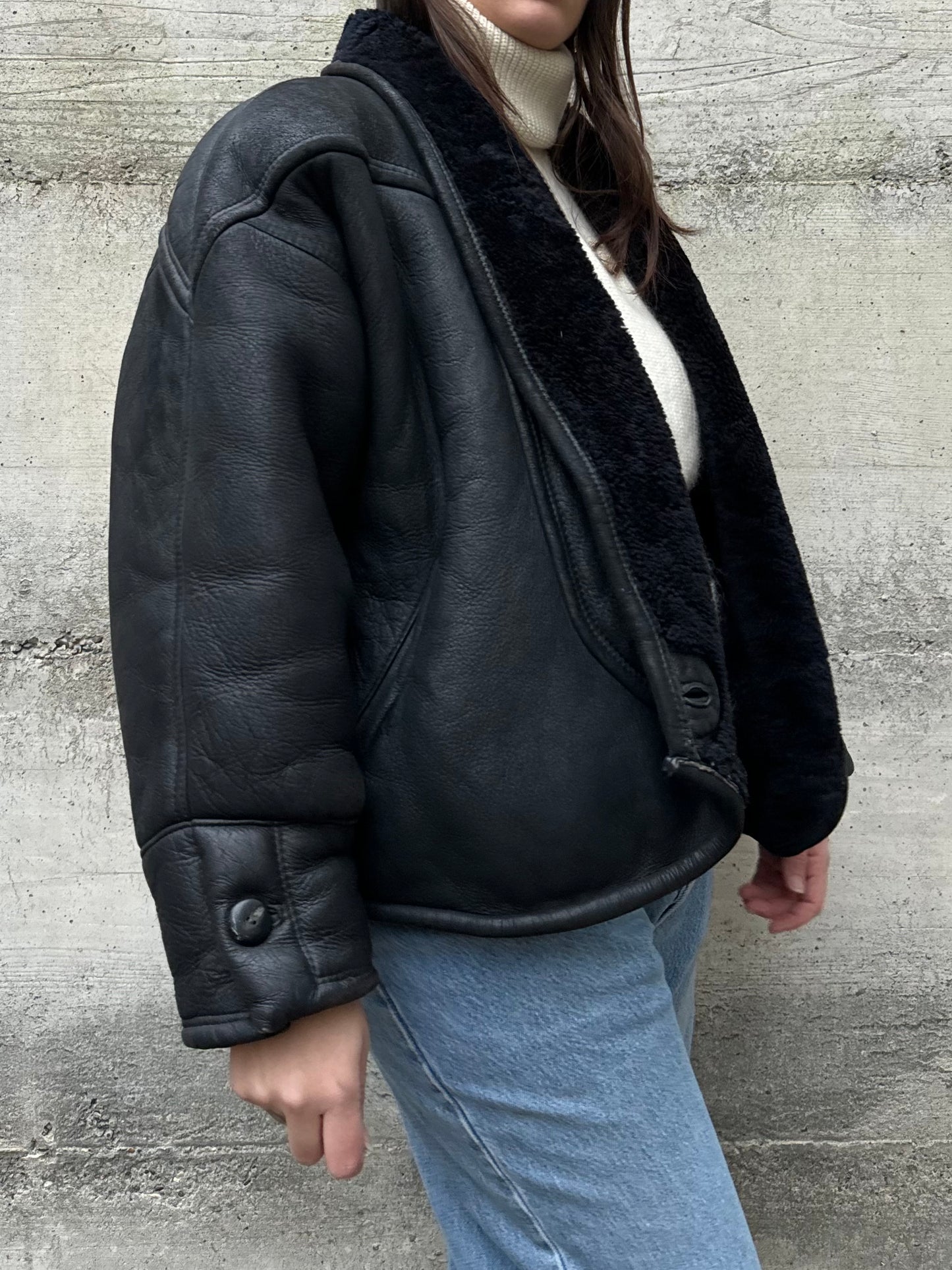 Montone Shearling cropped 80s, rara taglia 44it donna