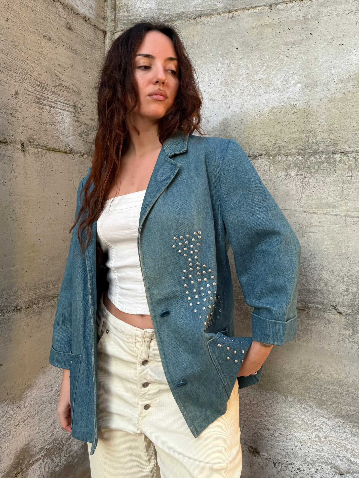 Blazer sartoriale denim lavaggio medio