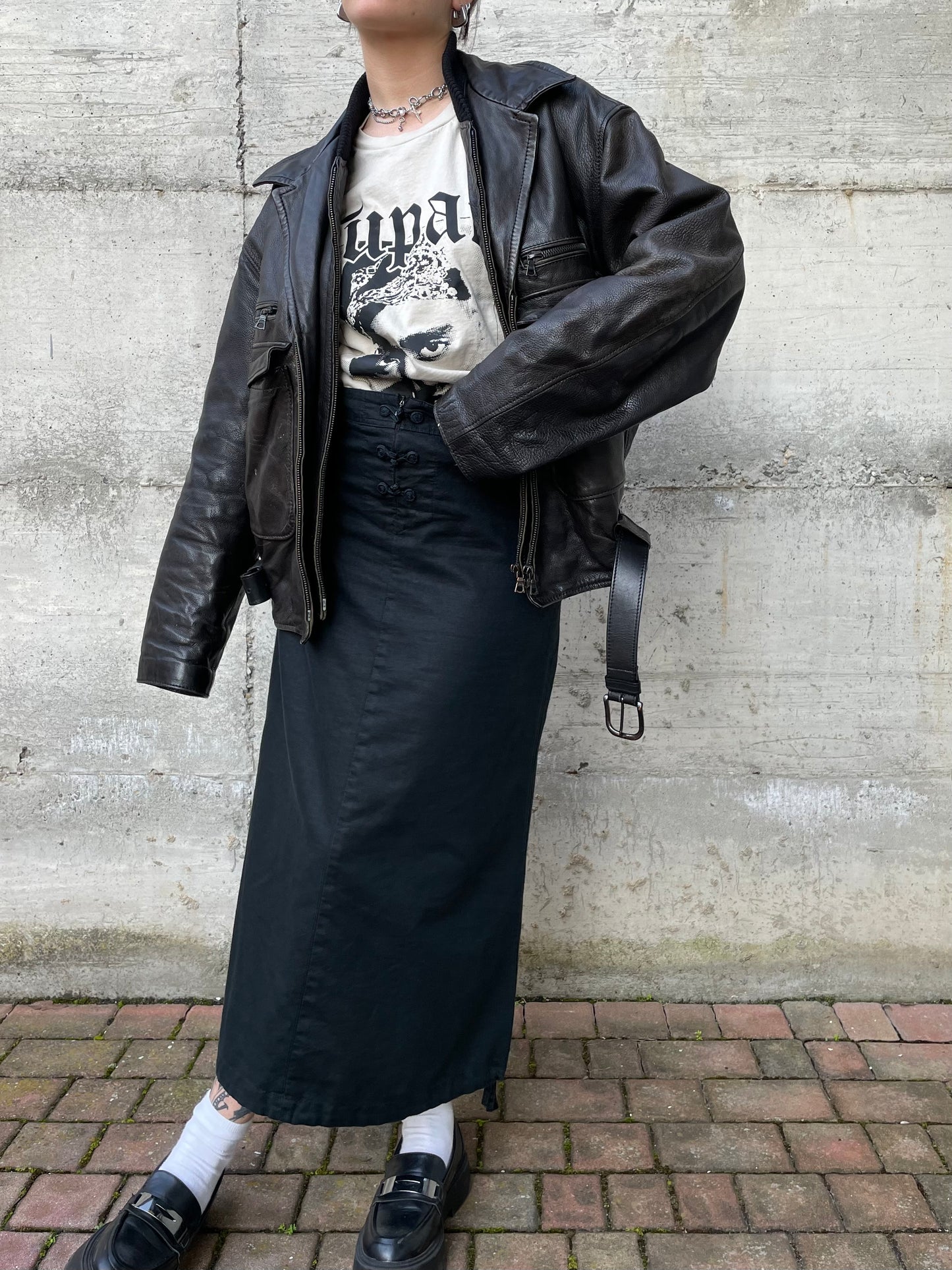 Chiodo vintage distressed in vera pelle - L uomo