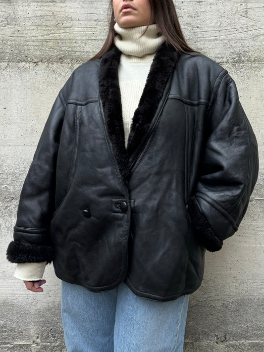 Montone Shearling 80s doppiopetto, in nappa, taglia 48it donna