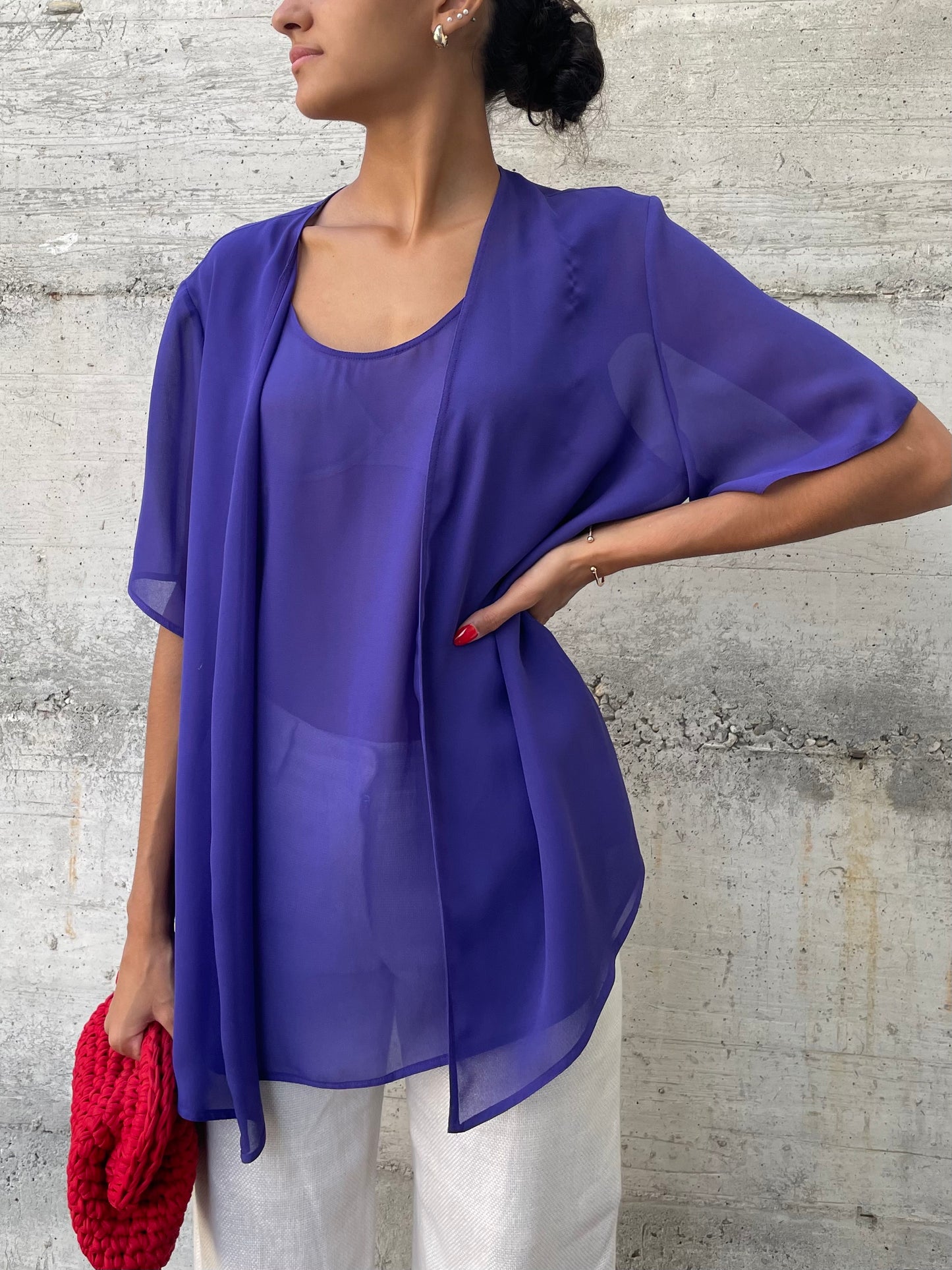 Blusa sheer Elena Mirò viola - taglia XL