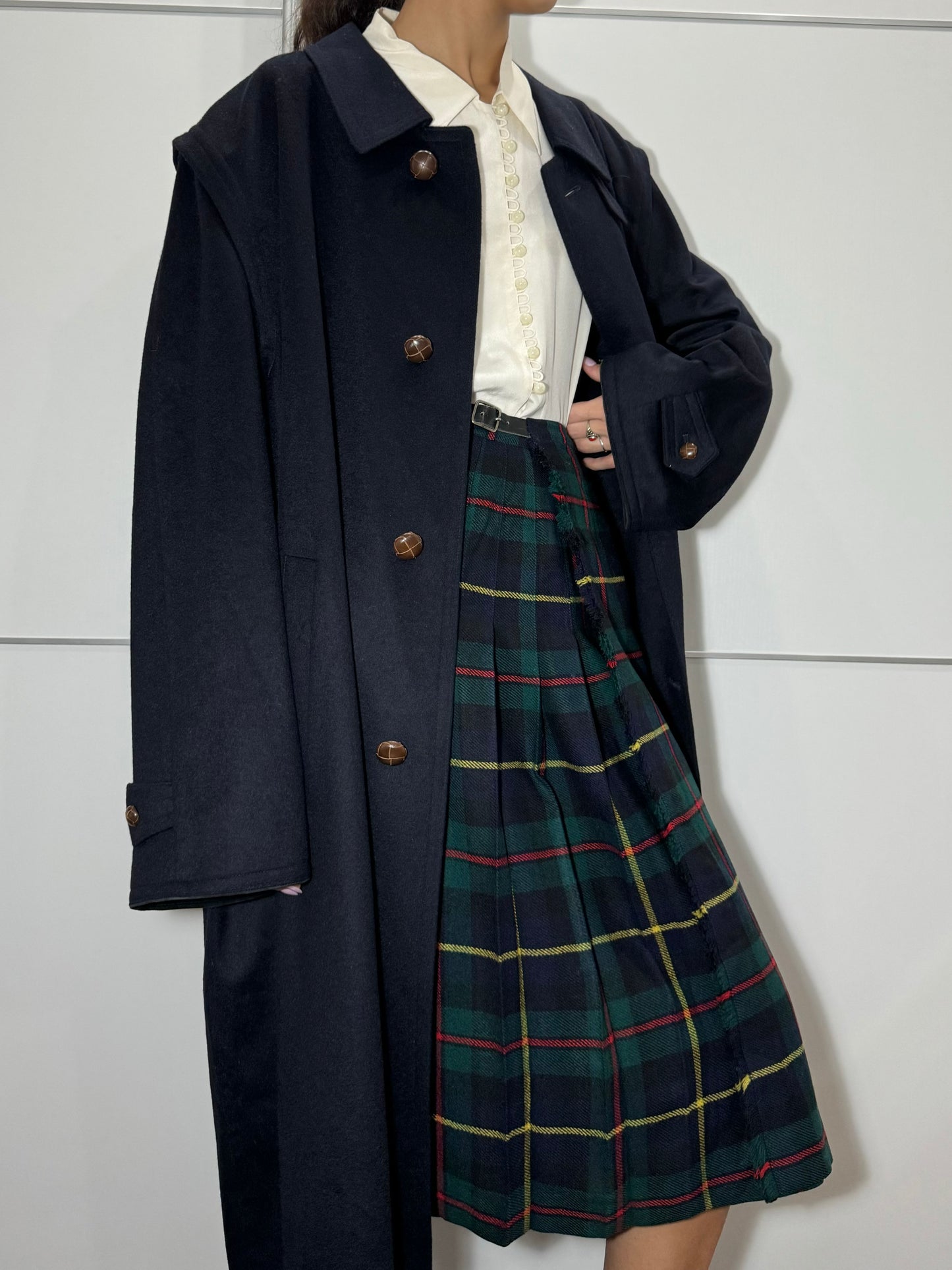 Classico cappotto Loden blu notte in misto lana vergine e alpaca