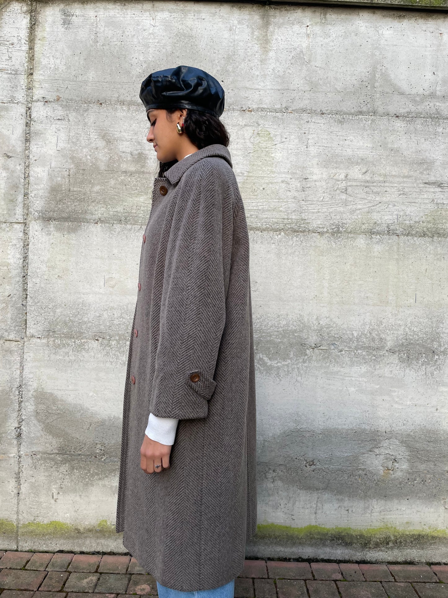 Cappotto monopetto sartoriale spigato in lana