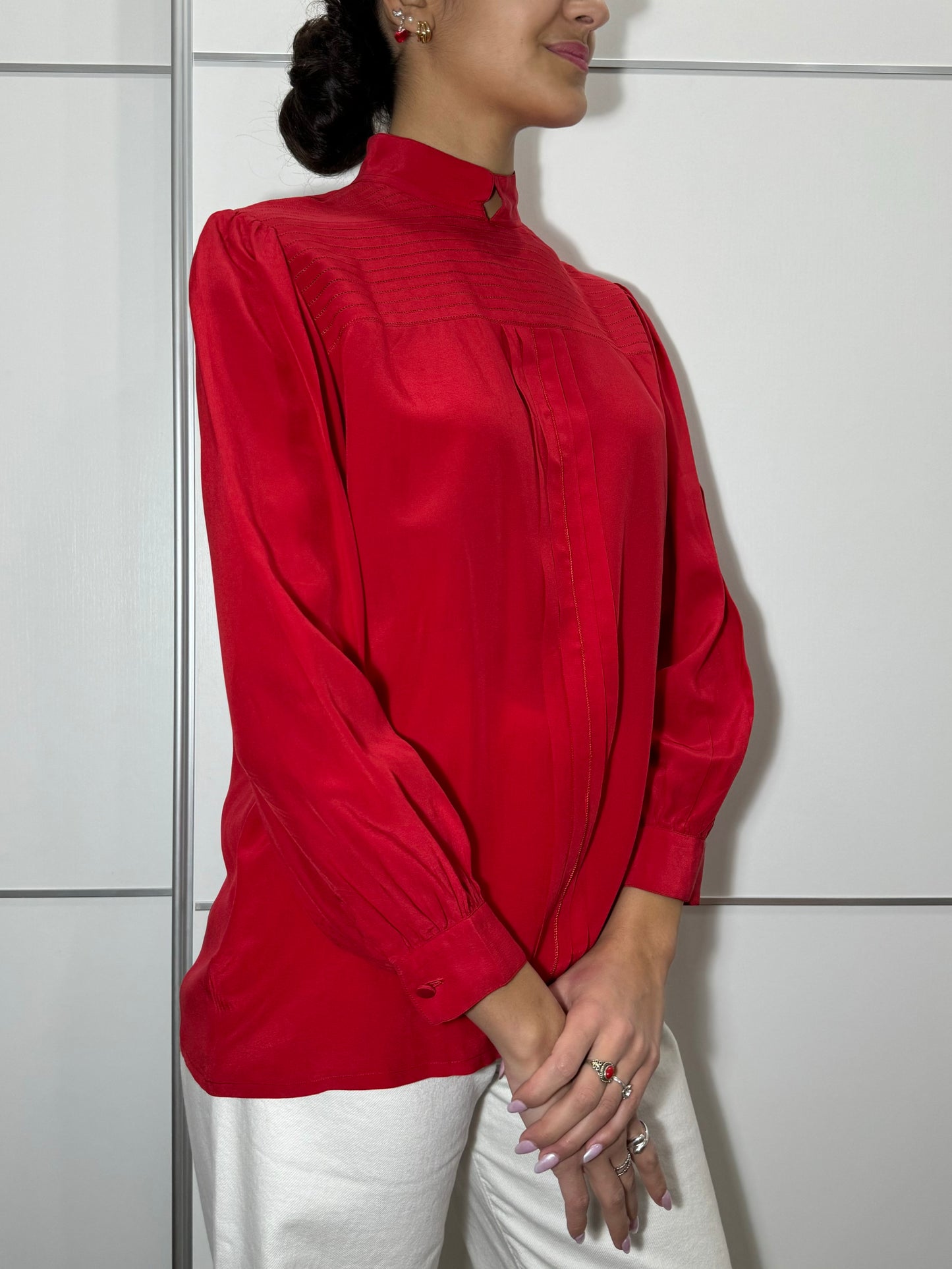 Blusa scivolata in pura seta cinese