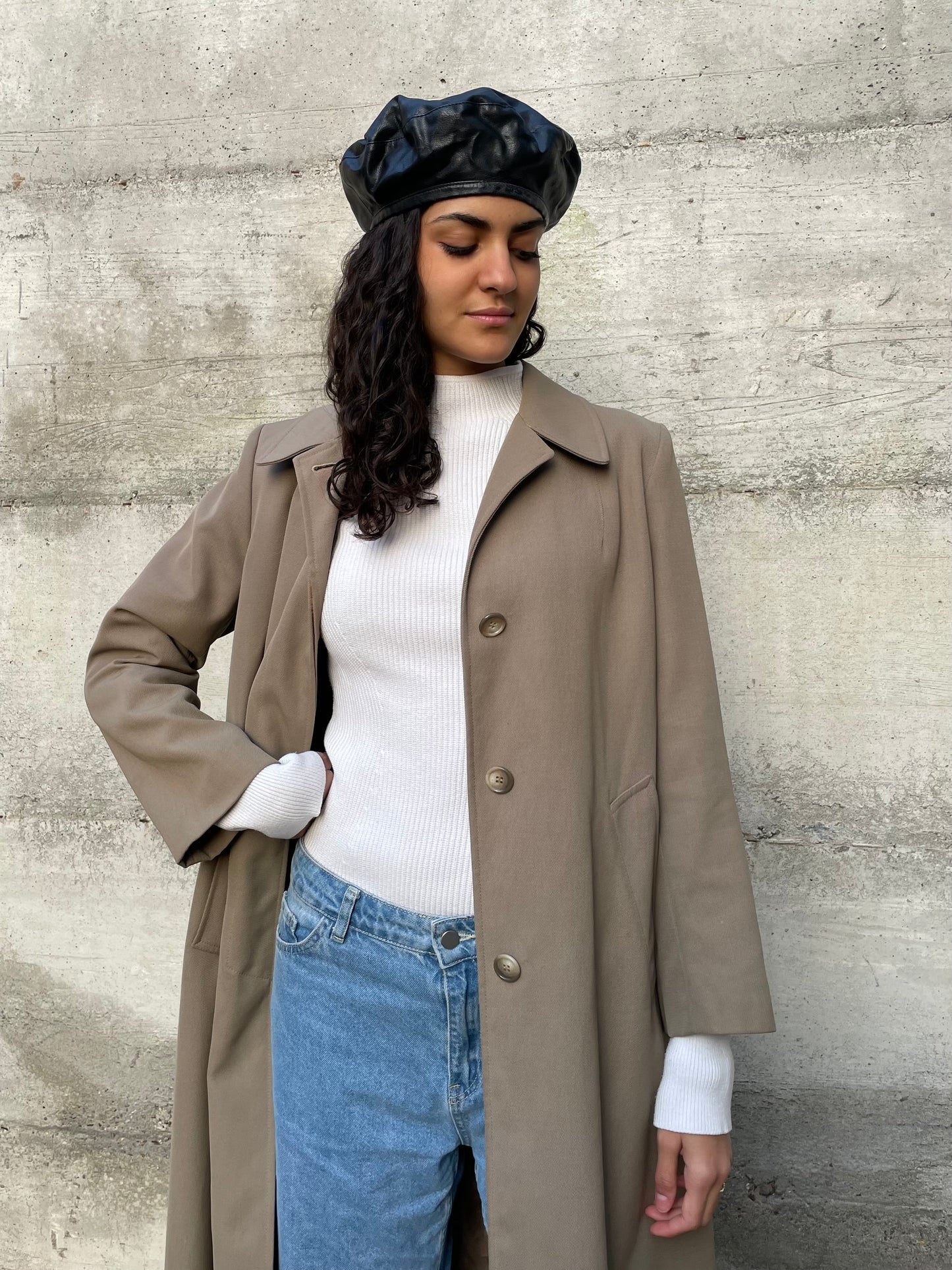 Soprabito sartoriale sabbia foderato misto lana